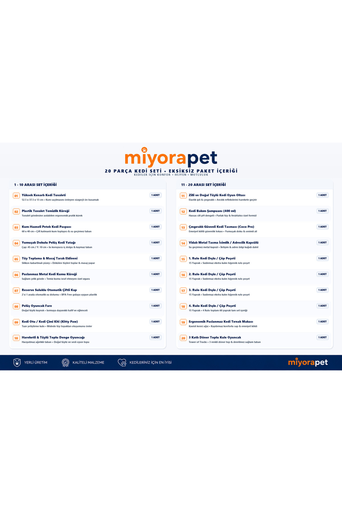 مجموعه ۲۰ پارچه مراقبت از گربه میوراپت Miyorapet بژ