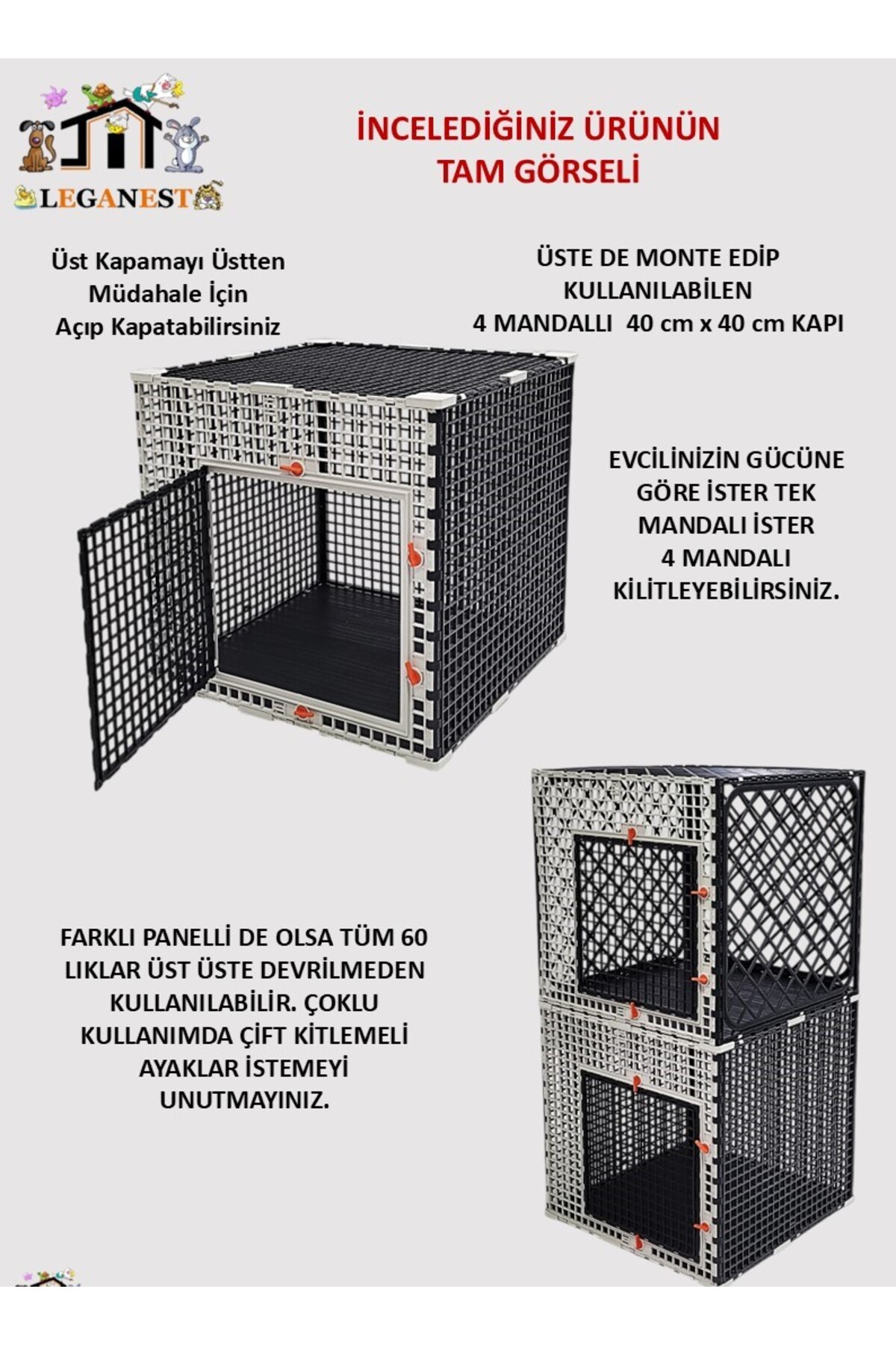 قفس حیوانات خانگی لگانست Leganest LGN60_SC6060_AUK، ۶۲ × ۶۲ × ۶۰ سانتی‌متر