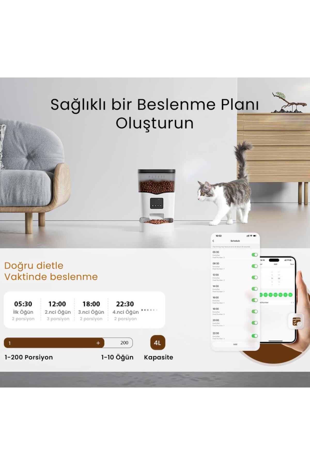 غذادهنده خودکار هوشمند سگ و گربه پت‌فیت Petfit Elevate X، ظرفیت ۴ لیتر، Wi-Fi و کاسه استیل