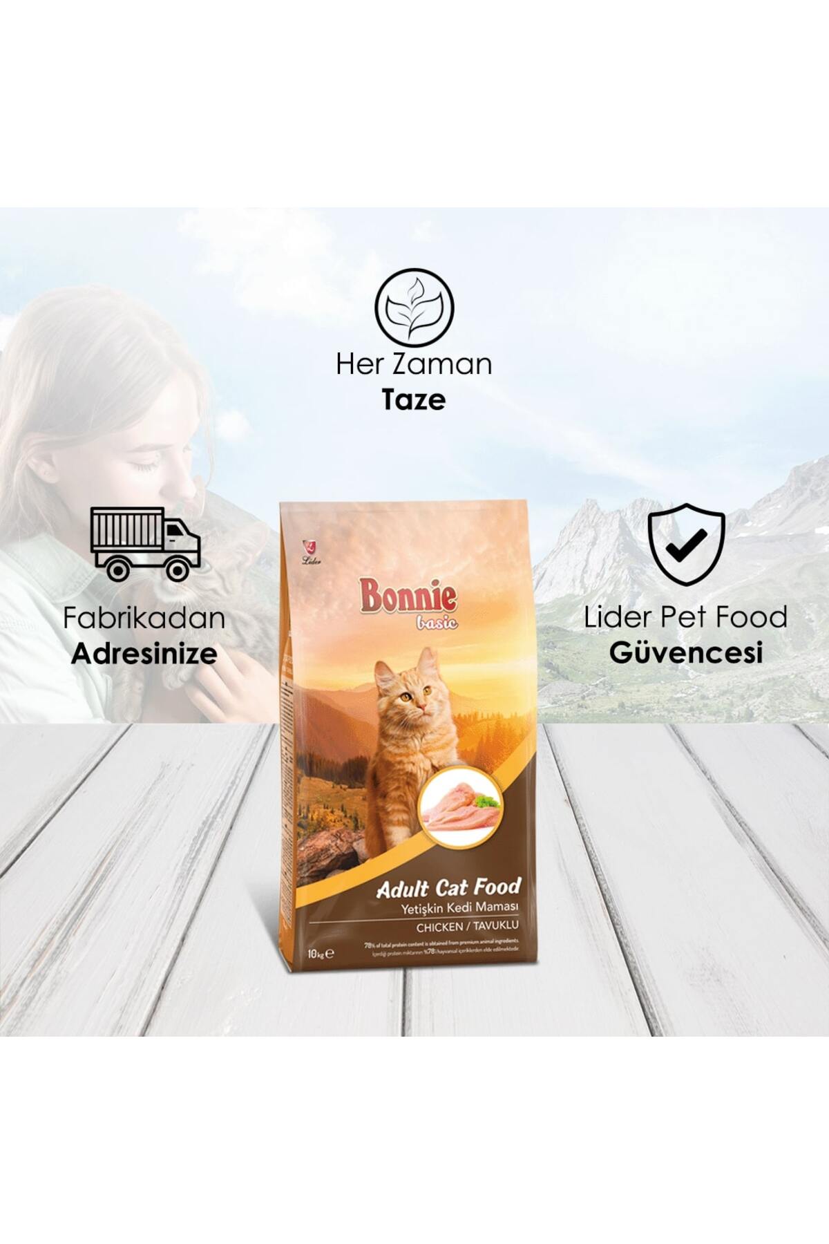 غذای خشک گربه بالغ با طعم مرغ ۱۰ کیلوگرمی بانی Bonnie