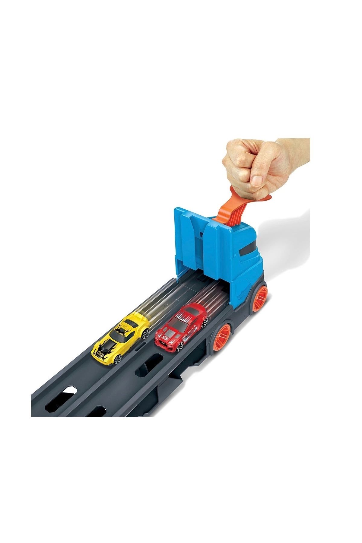 کامیون حمل و با 3 ماشین هات ویلز Speedway Hauler GVG37 اورجینال HOT WHEELS