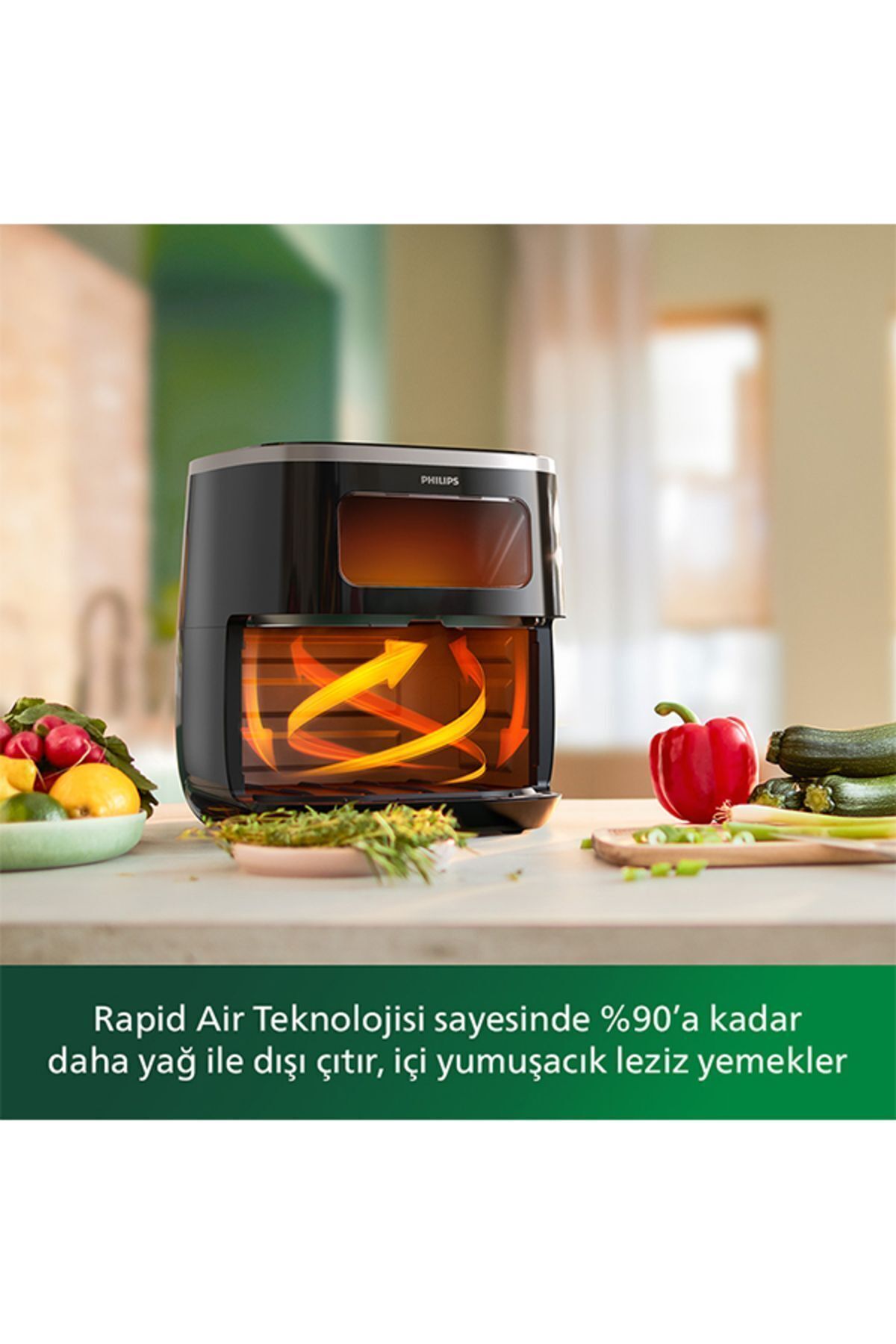 سرخ کن ایرفرایر سری 3000 XL قیف با ظرفیت 5.6 لیتر مشکی HD9257 80 اورجینال Philips