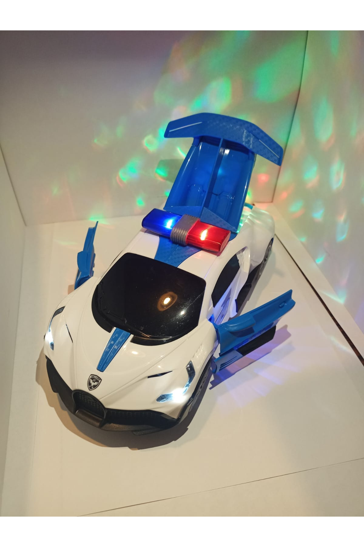ماشین اسباب بازی پلیس چرخان 360 درجه بوگاتی با چراغ و موسیقی Boratila Toys