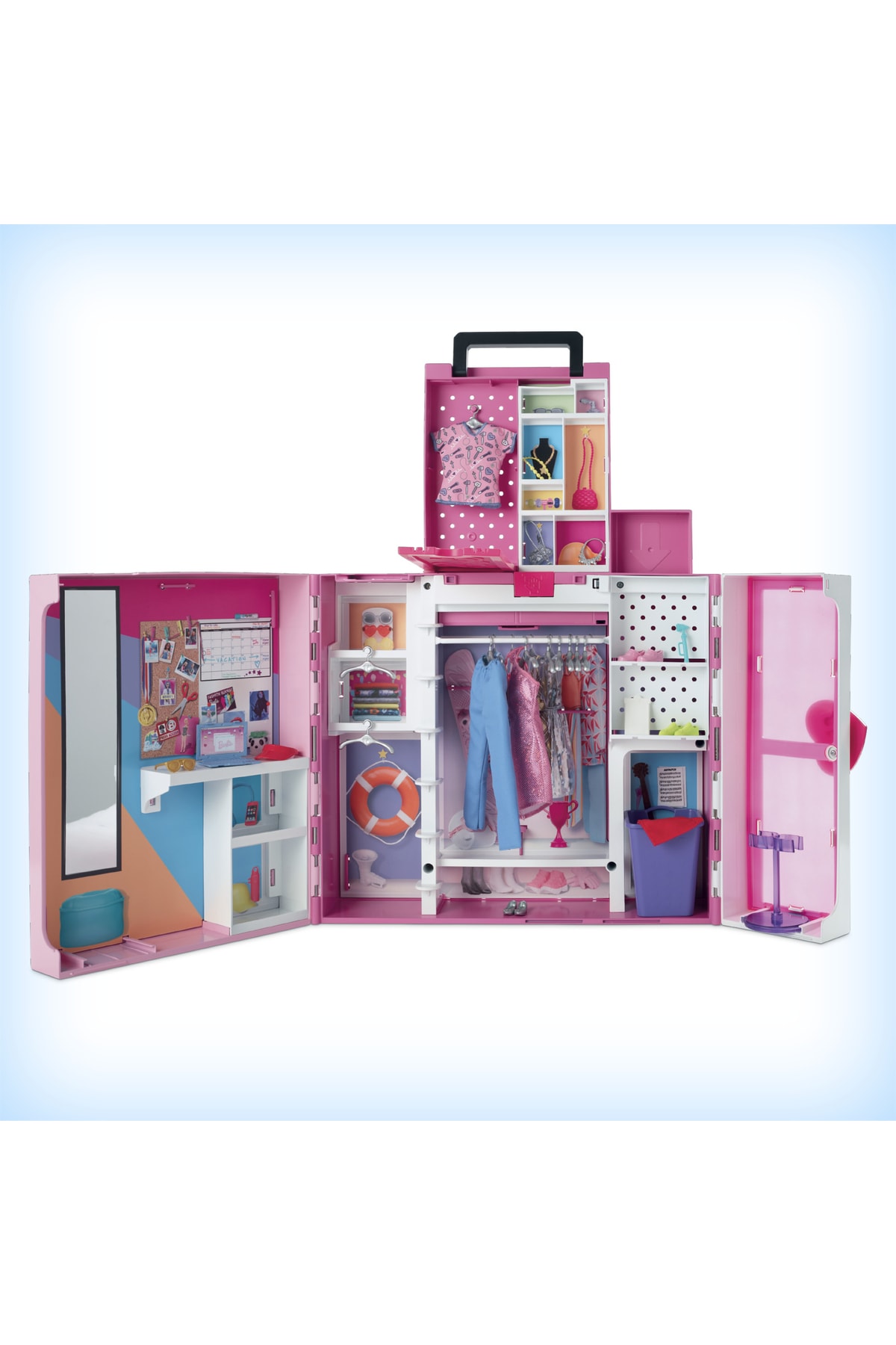 عروسک های اسباب بازی و لوازم جانبی ست کابینت رویایی بیش از 35 5 ترکیبی طبقه دوم HBV28 قابل باز شدن Barbie