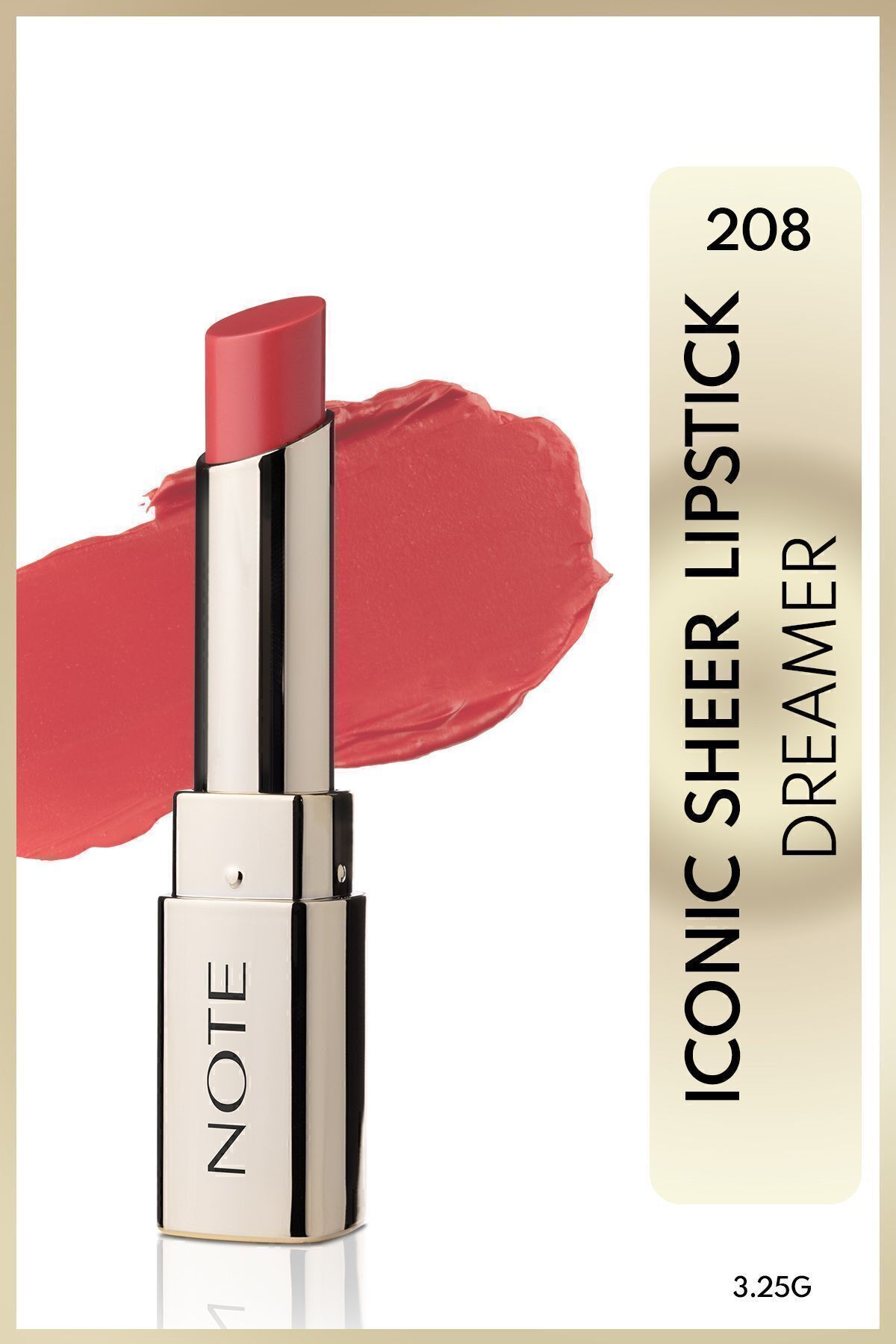 رژ لب ICONIC SHEER LIPSTICK MOISTURIZING SHINY 208 DREAMER صورتی Note Cosmetics