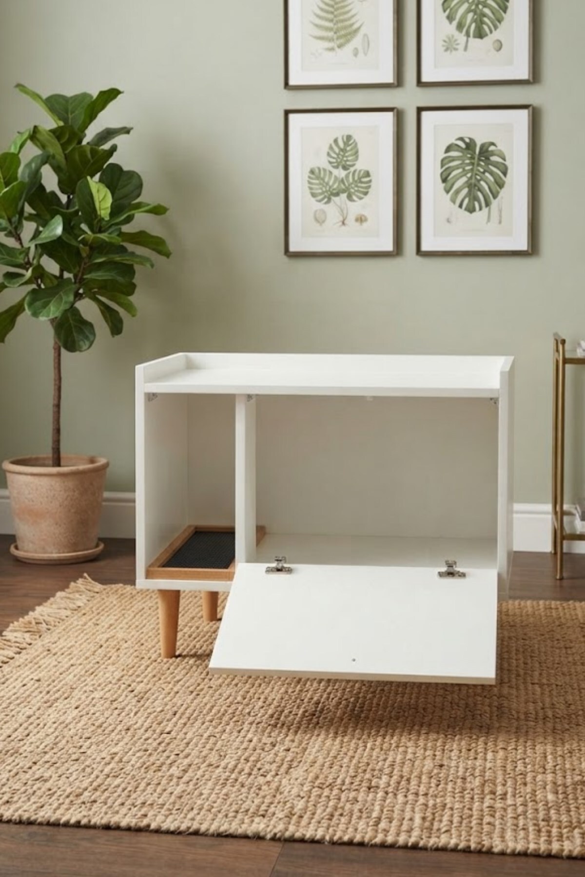 کابین بسته توالت گربه ریو Reyo Pet Nova، سفید از جنس MDF
