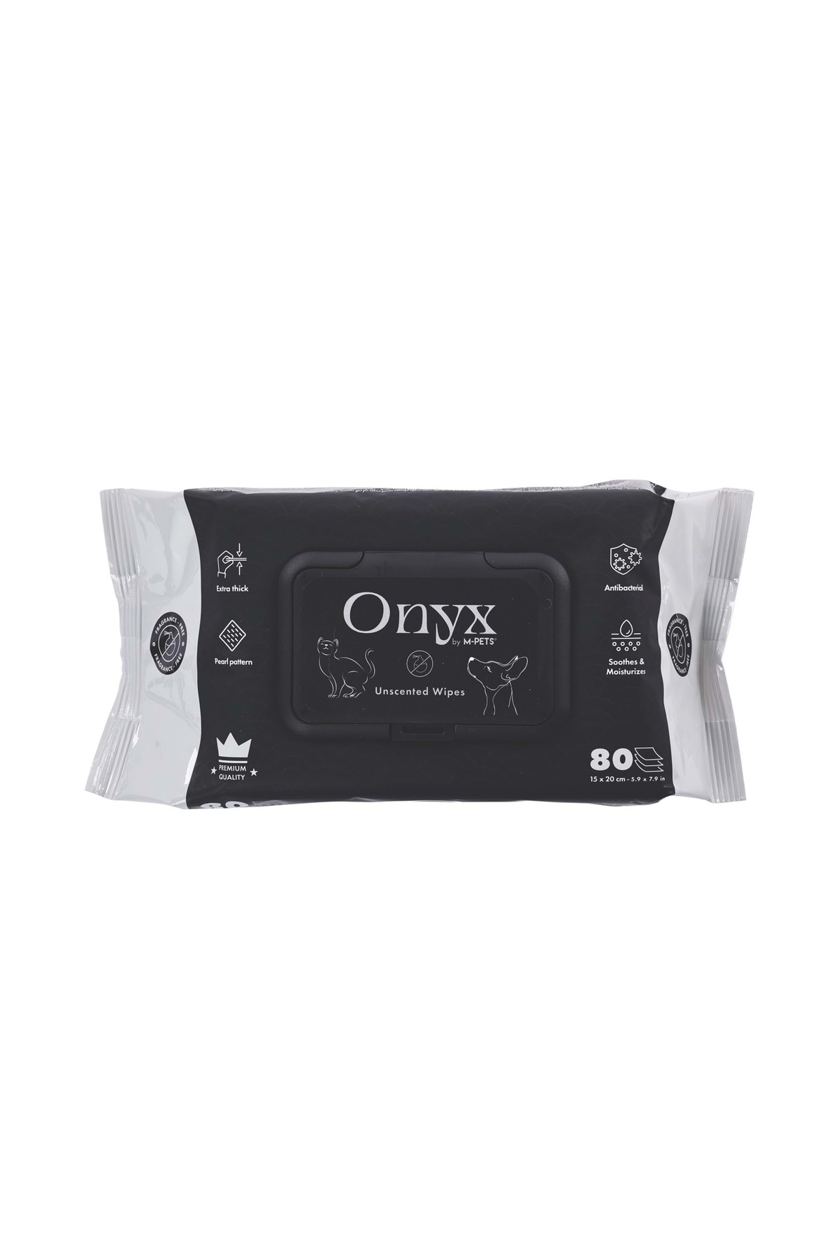 دستمال پاک‌کننده بی‌بو گربه و سگ ام‌پتس M-PETS، سری Onyx، ۸۰ عددی