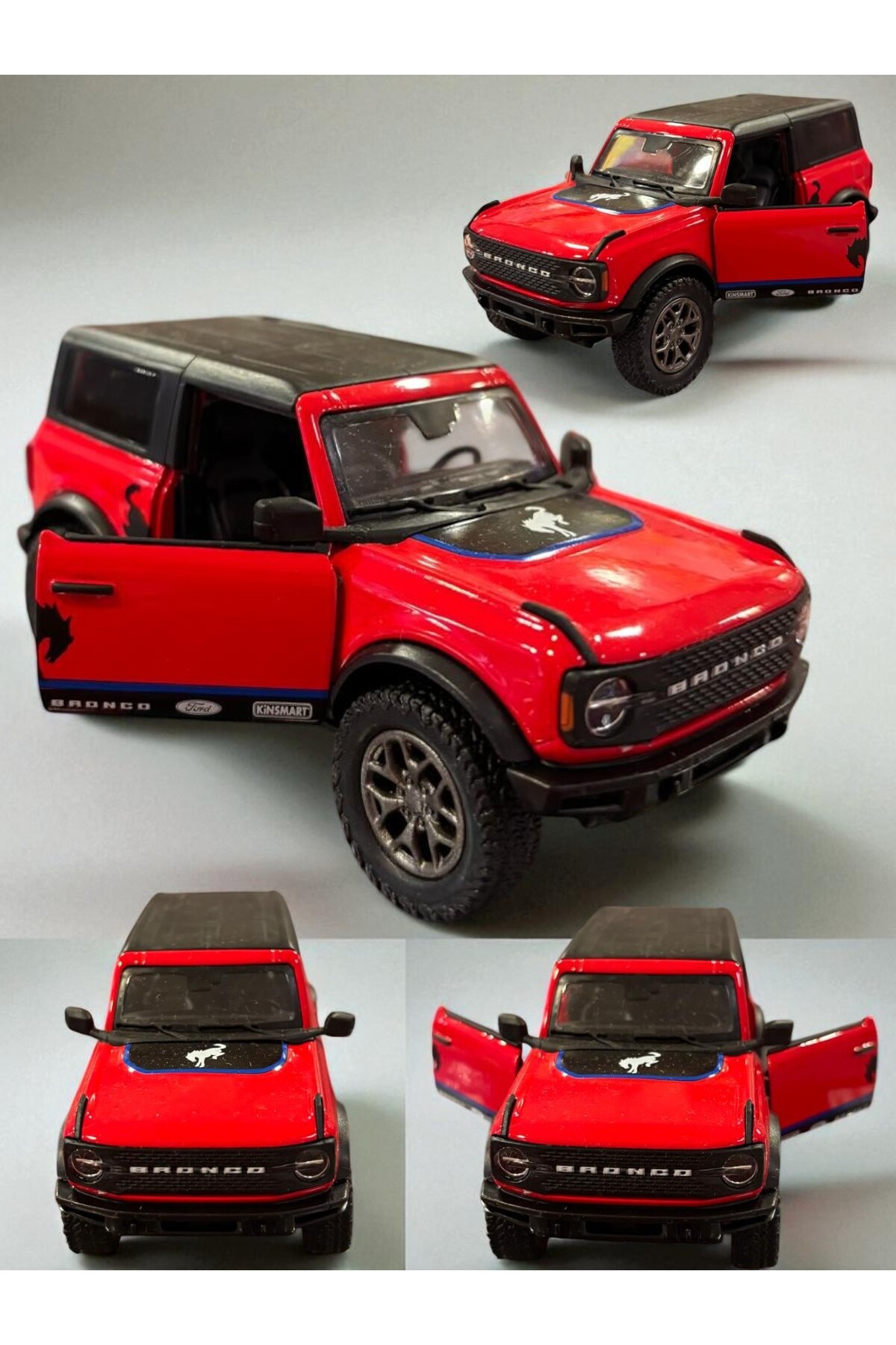 ماشین اسباب بازی DIE CAST 2022 FORD BRONCO HARD TOP DOORS OPENING METAL MODEL PULL DROP CAR 10CM YILDIRIM OYUNCAK