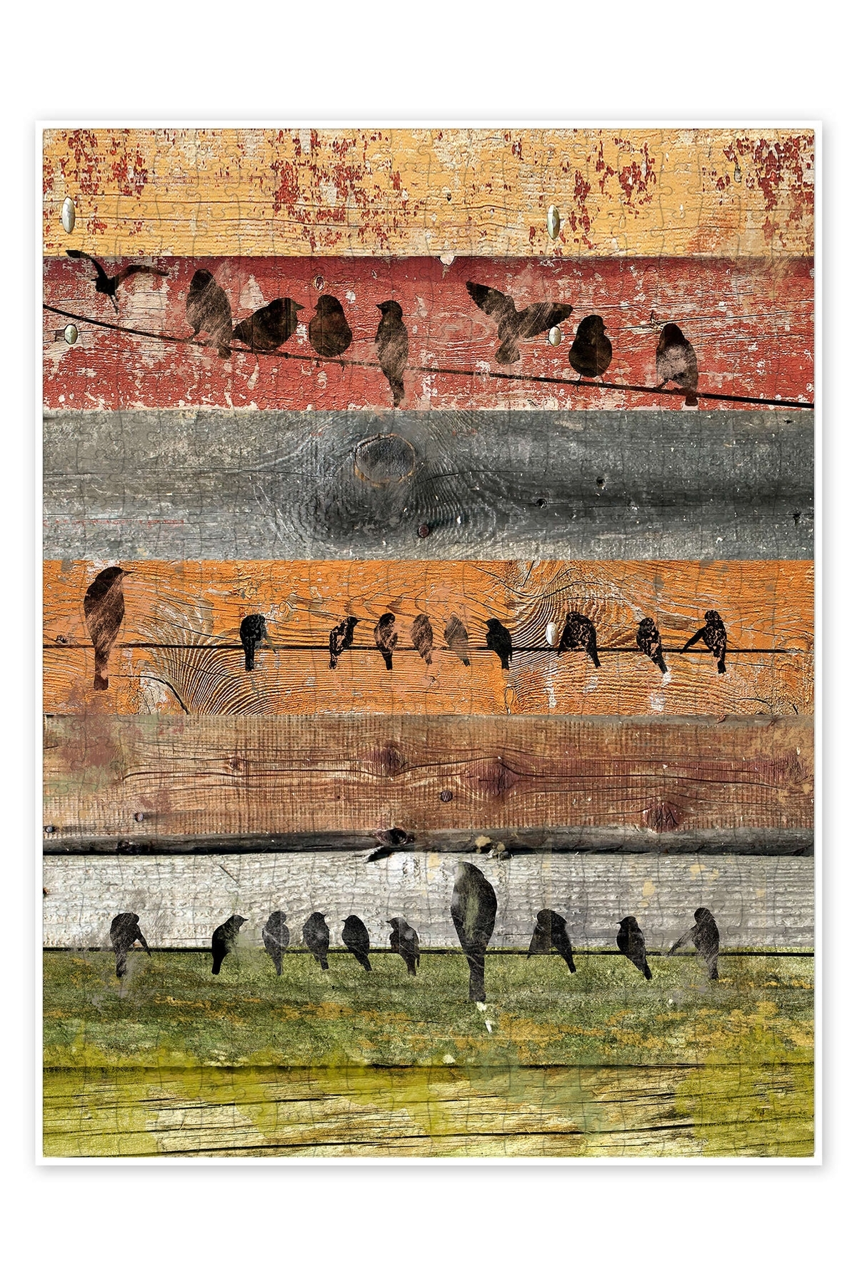 پازل اره منبت کاری مویی 500 تکه BIRDS ON WOOD I با موضوع هنر انتزاعی غیرمتعارف از ترکیه Jeronkarji