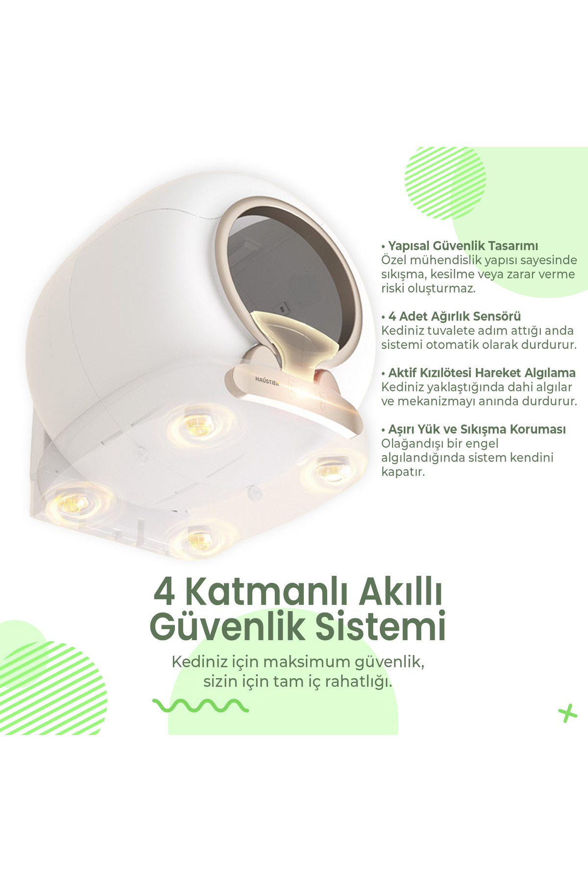 توالت خودکار گربه هاوستایر Haustier مدل HST-MSP05، مخزن ۶۵ لیتری، یونایزر و حسگر وزن