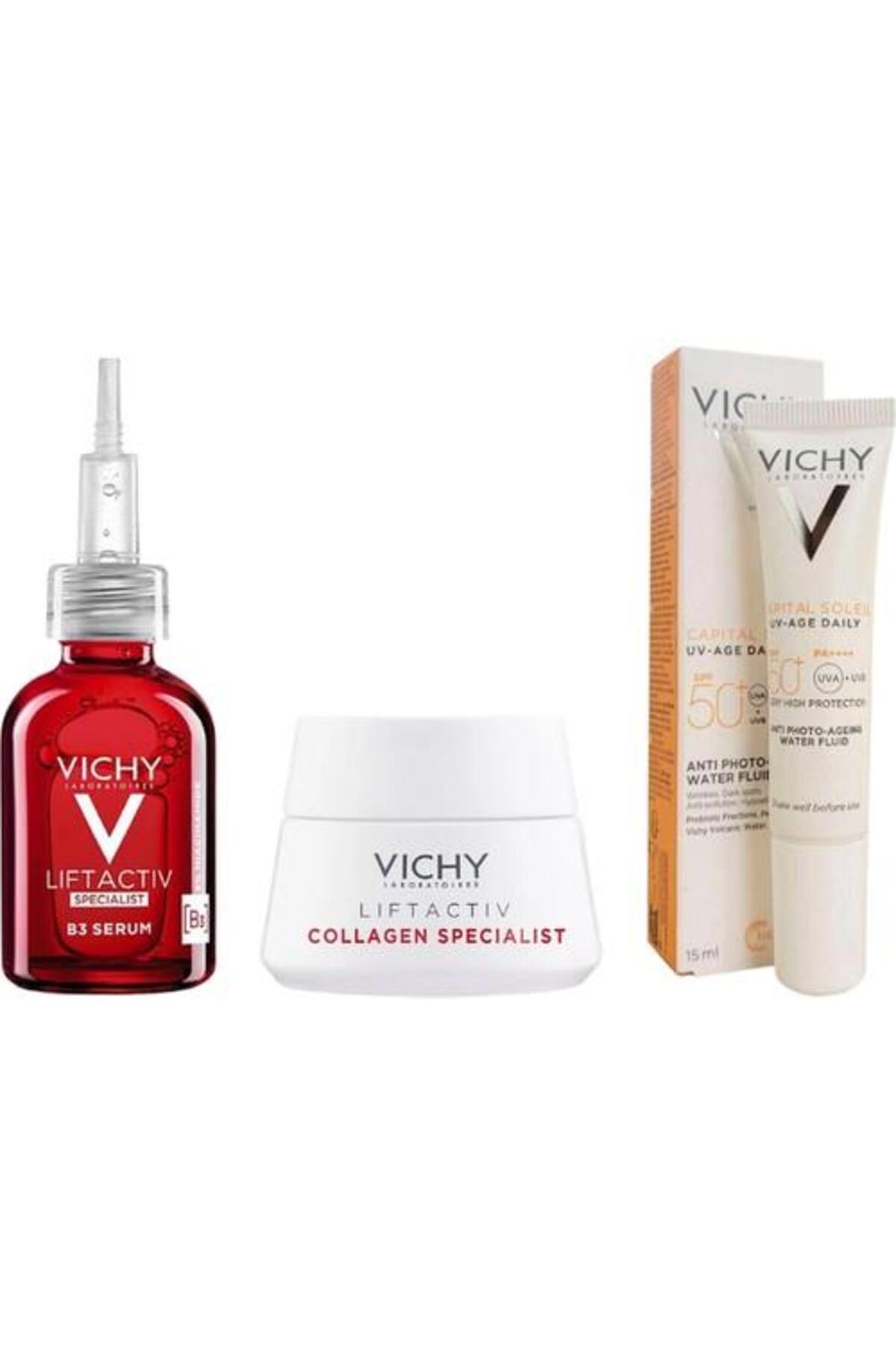 Vichy سرم ضد لک و چروک تخصصی Liftactiv Specialist B3 30 میلی لیتر مجموعه مراقبت از پوست مجموعه 3 تایی هدیه کیف