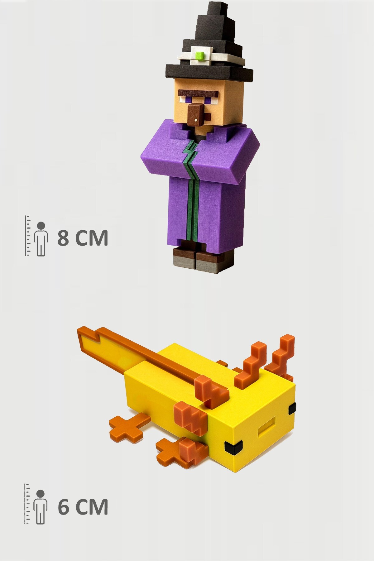 اسباب بازی های فیگور دیگر جادوگر MINECRAFT و ست زرد AXOLOTL متحرک FigürDizayn