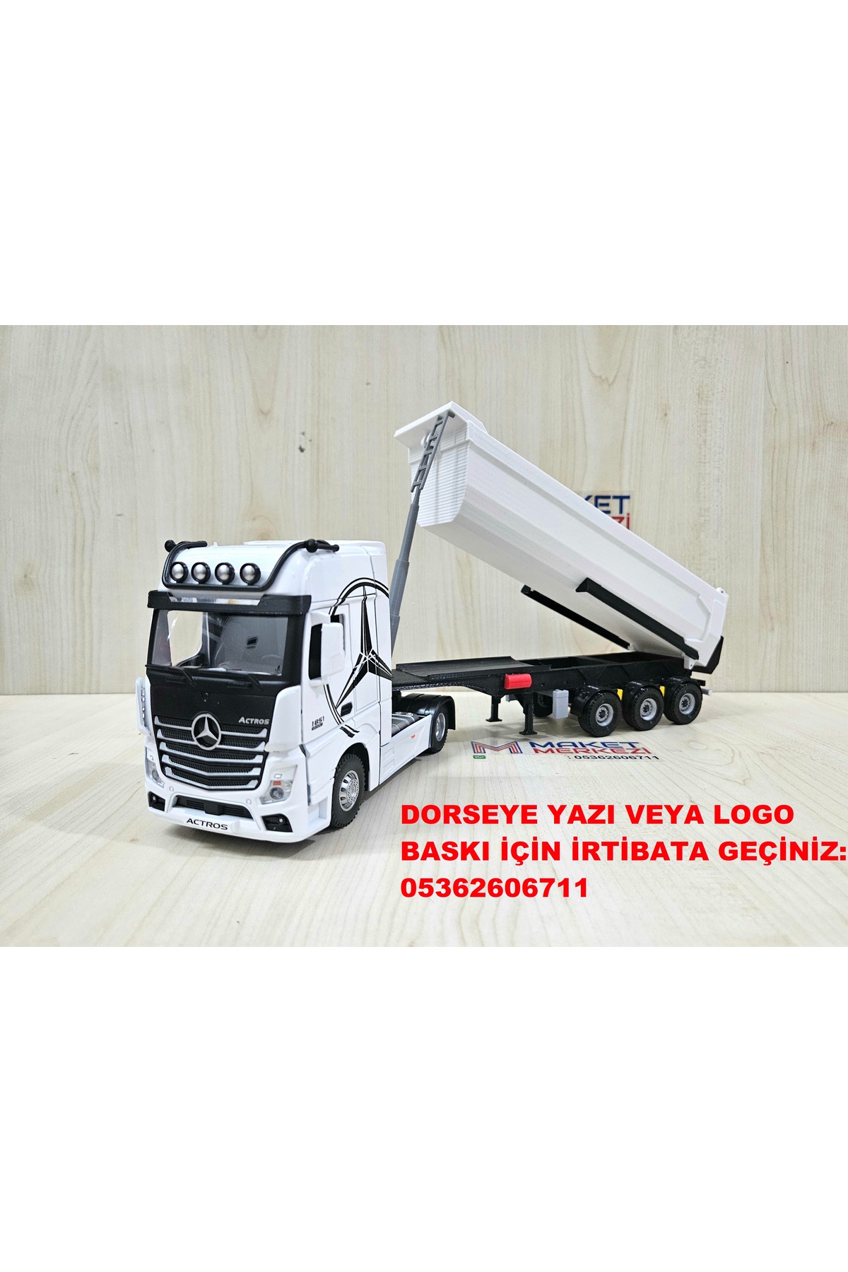 مدل خودرو 35 سانتی متر طول 1 36 MERCEDES ACTROS DUMP TRUCK MODEL نام نوشته شده سفید اورجینال Maket