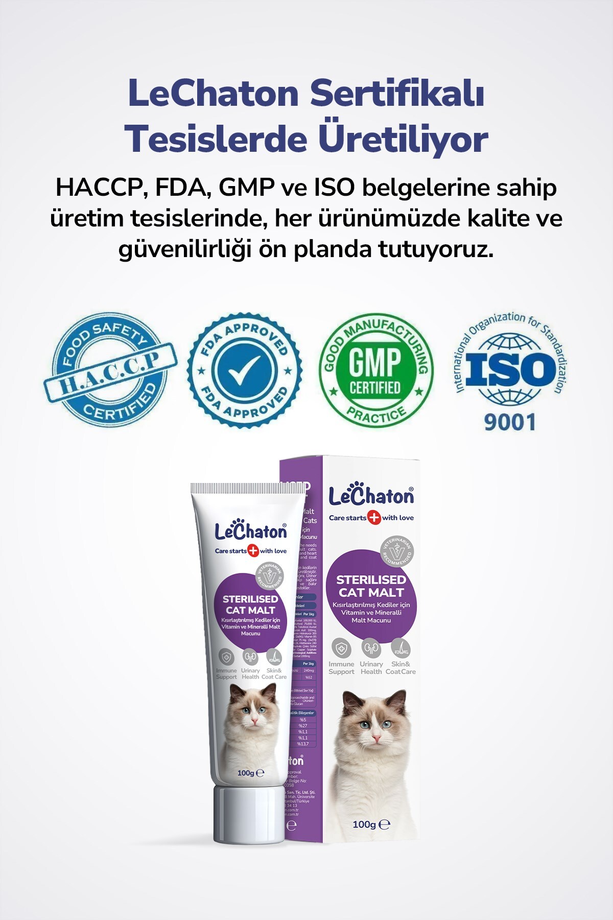 خمیر مالت مولتی‌ویتامین‌دار گربه‌های عقیم‌شده ۱۰۰ گرمی لچاتون پت‌کر LeChaton Pet Care
