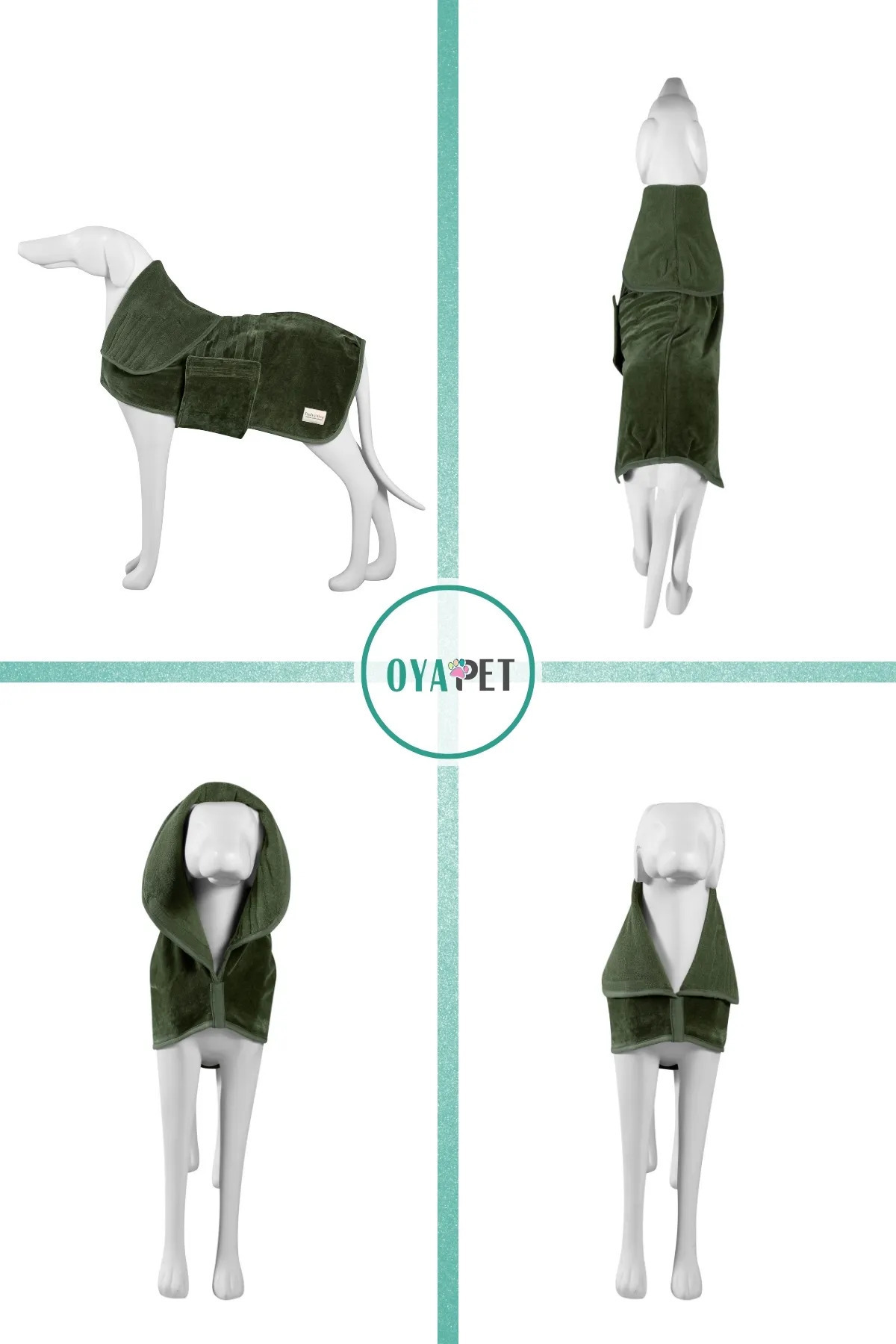 حوله‌تن‌پوش سگ اویاپت oyapet Premium® پنبه‌ای، خاکی و با کمر قابل تنظیم
