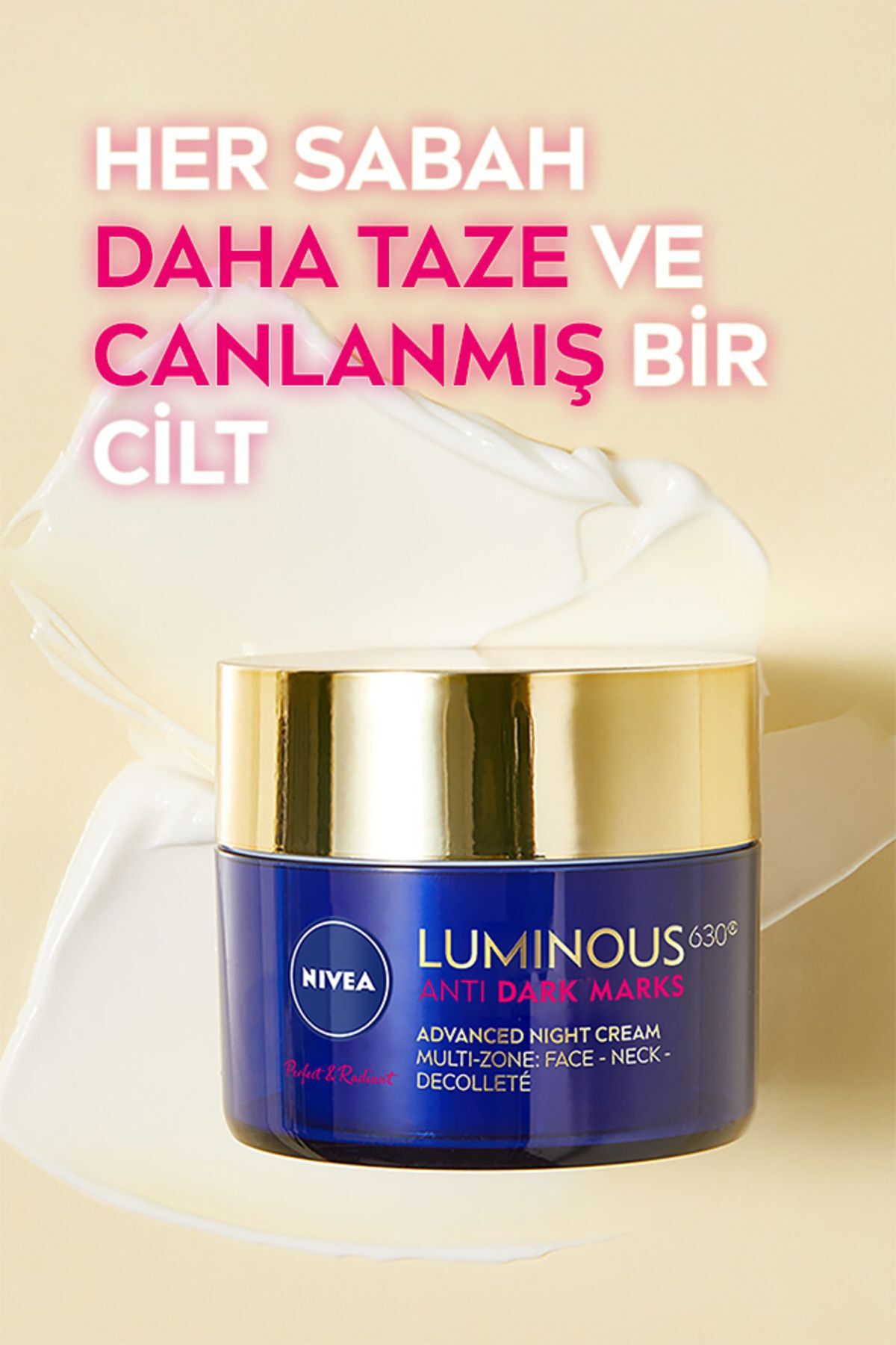 NIVEA کرم شبانه مراقبت از لکه های پوست با نام لومینوس630 و حاوی اسید هیالورونیک 50 میلی لیتر برای همه انواع پوست