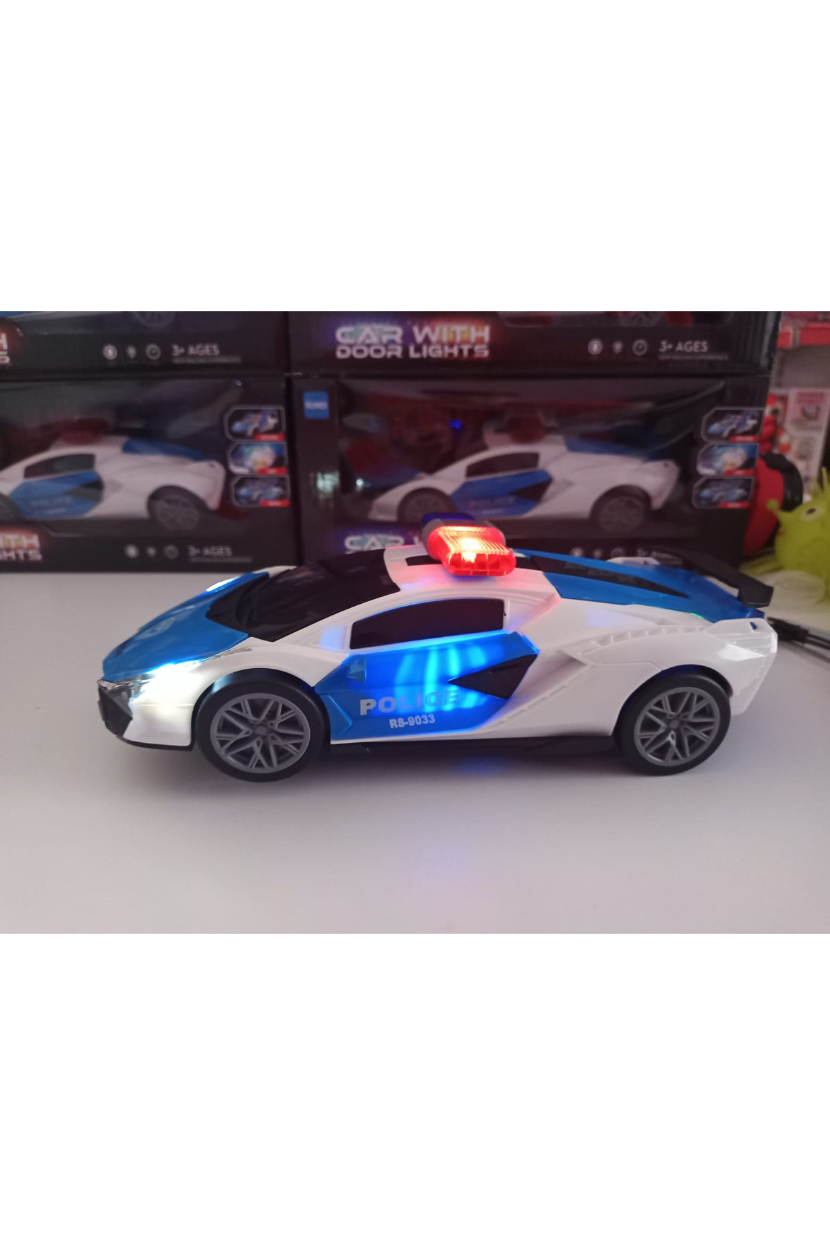 ماشین اسباب بازی پلیس چرخان 360 درجه بوگاتی با چراغ و موسیقی Boratila Toys