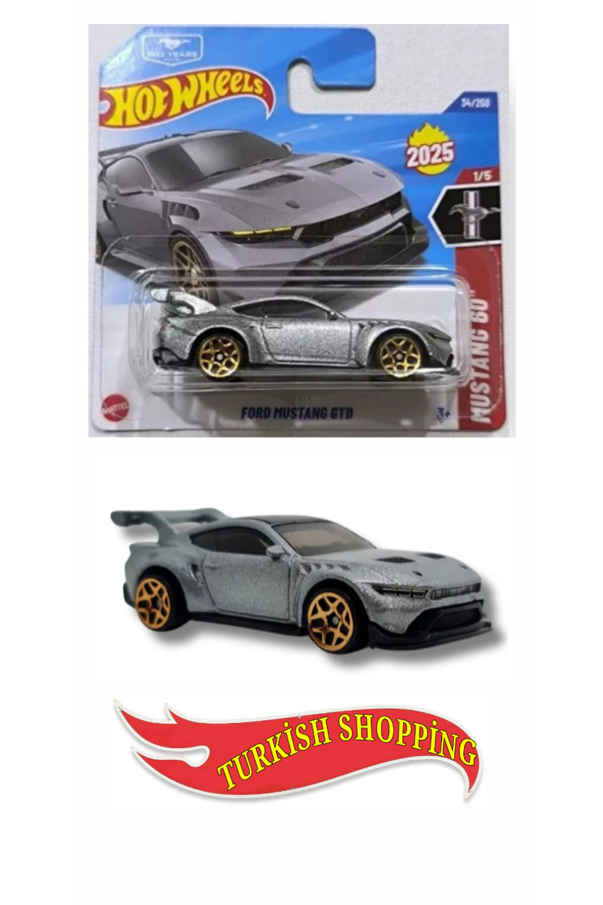 ماشین اسباب بازی 2025 CASE 1:64 SCALE FORD MUSTANG GTD از ترکیه HOT WHEELS