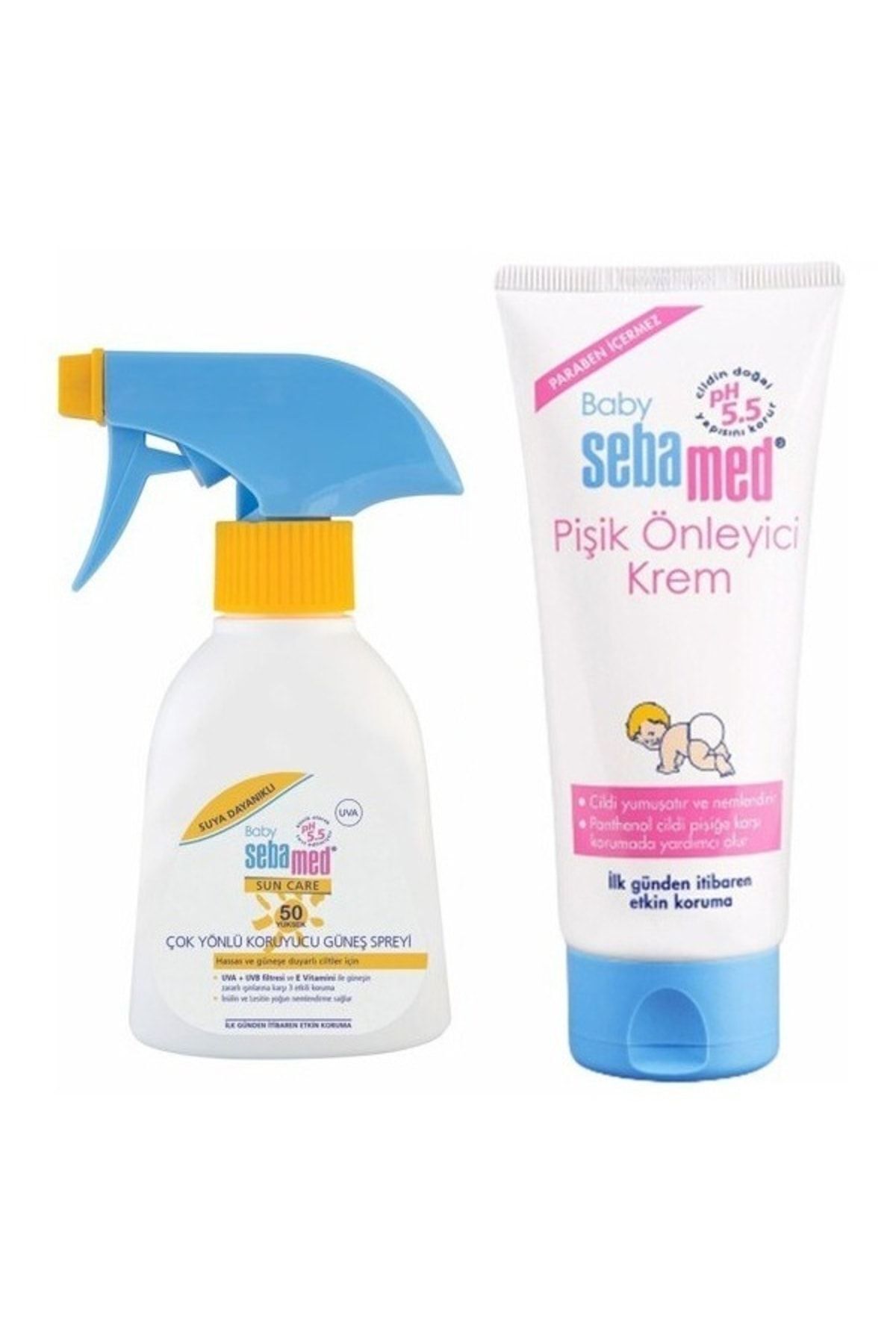 Sebamed استفاده از نور خورشید برای نوزادان اسپری ضد آفتاب SPF 50 200 میلی لیتر و کرم مراقبت از منطقه پوشک ببه کلش 50 میلی لیتر