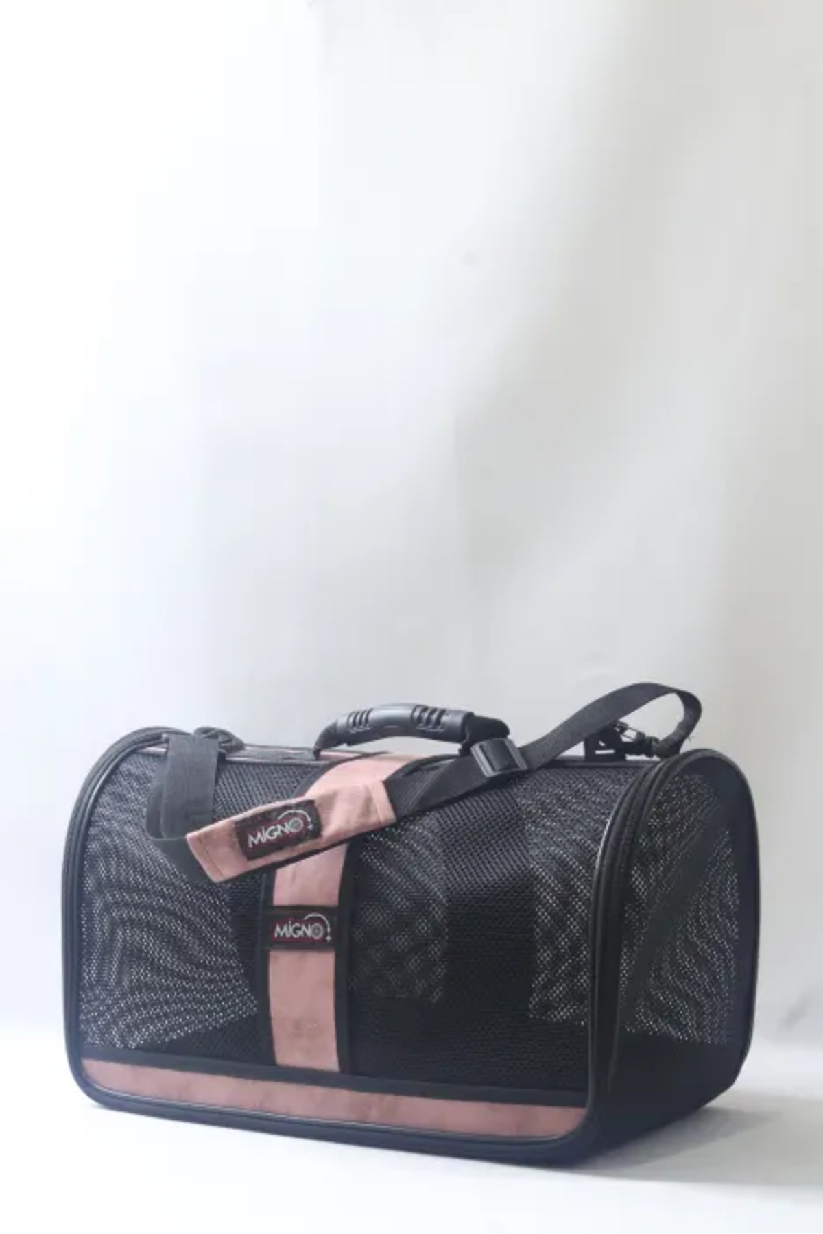 کیف حمل گربه و سگ میگنو Migno سری FLYBAG Safir، مدل توری، قهوه‌ای تنباکویی