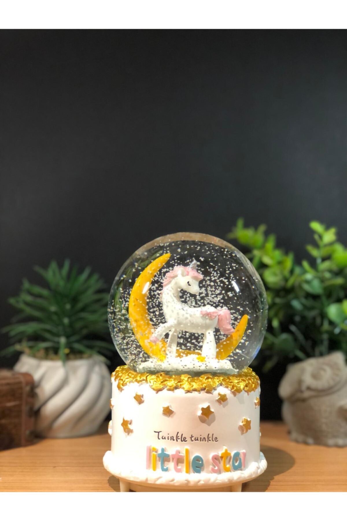 گوی برفی اسپری موزیکال اسب شاخدار نورانی SNOW GLOBE سایز بزرگ از ترکیه Lapidaria