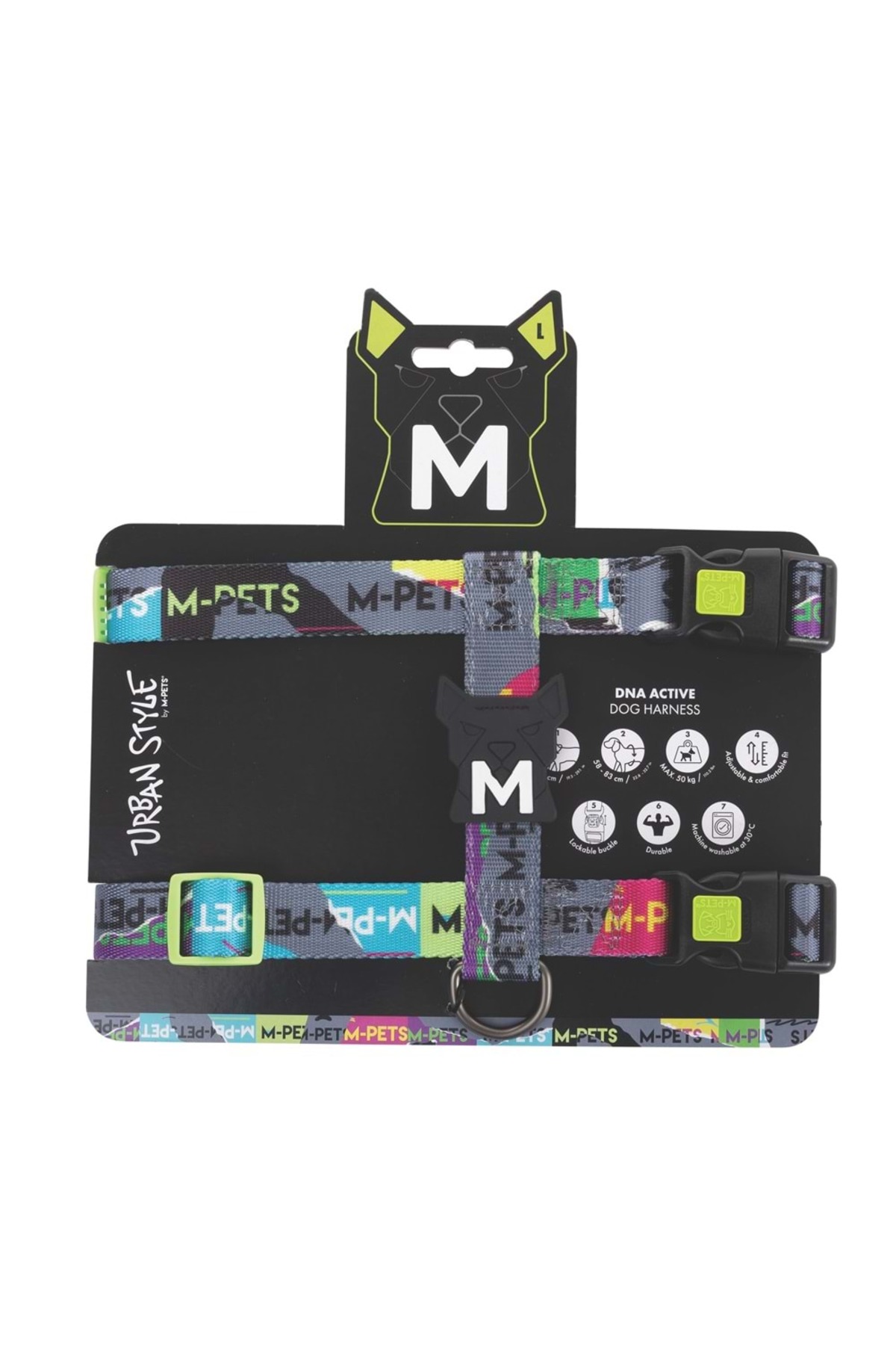 قلاده سینه‌ای سگ ام‌پتس M-PETS مدل Urban Style DNA Active، سایز L، چندرنگ