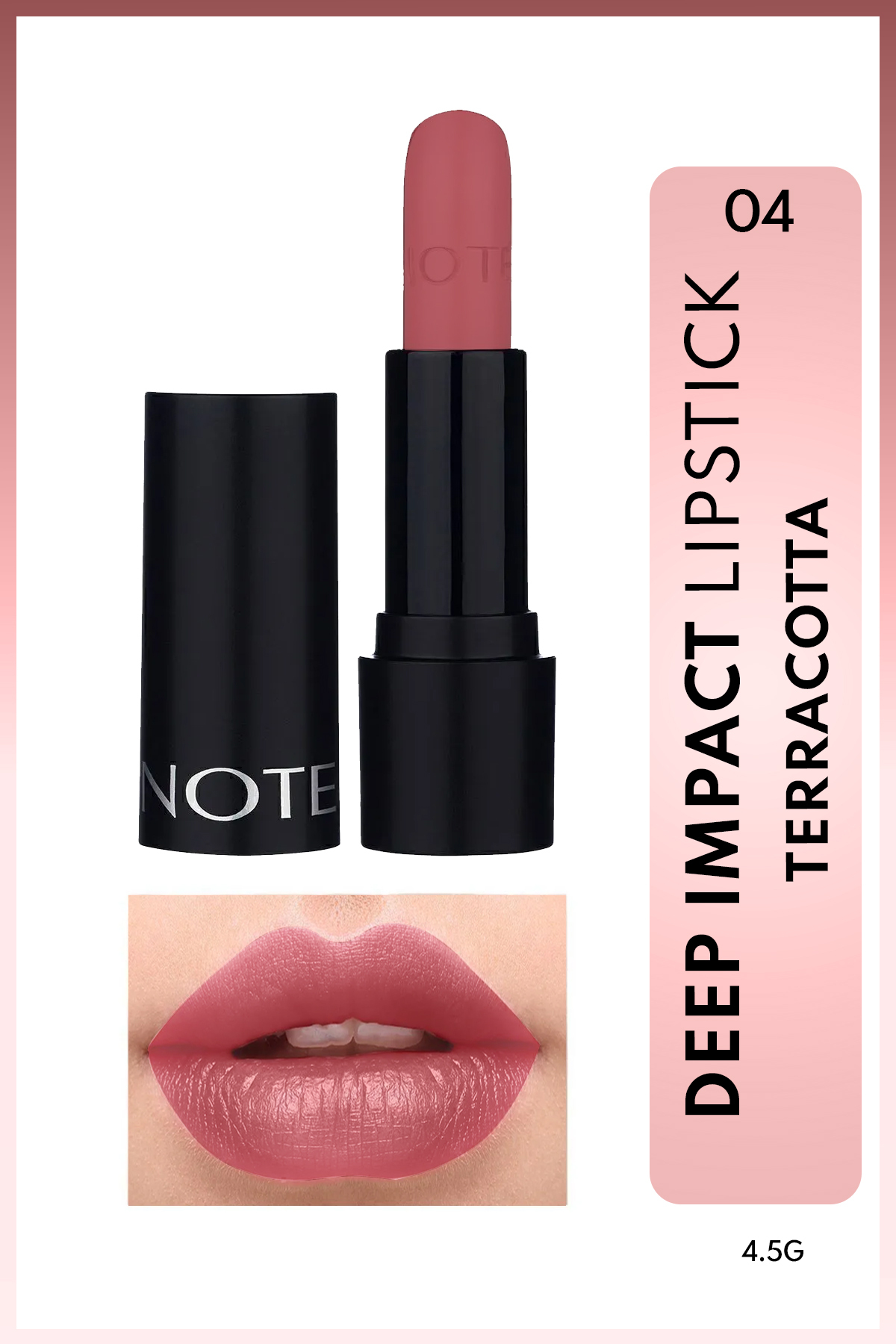 رژ لب عمیق با بافت کرمی نیمه براق 04 تراکوتا صورتی Note Cosmetics