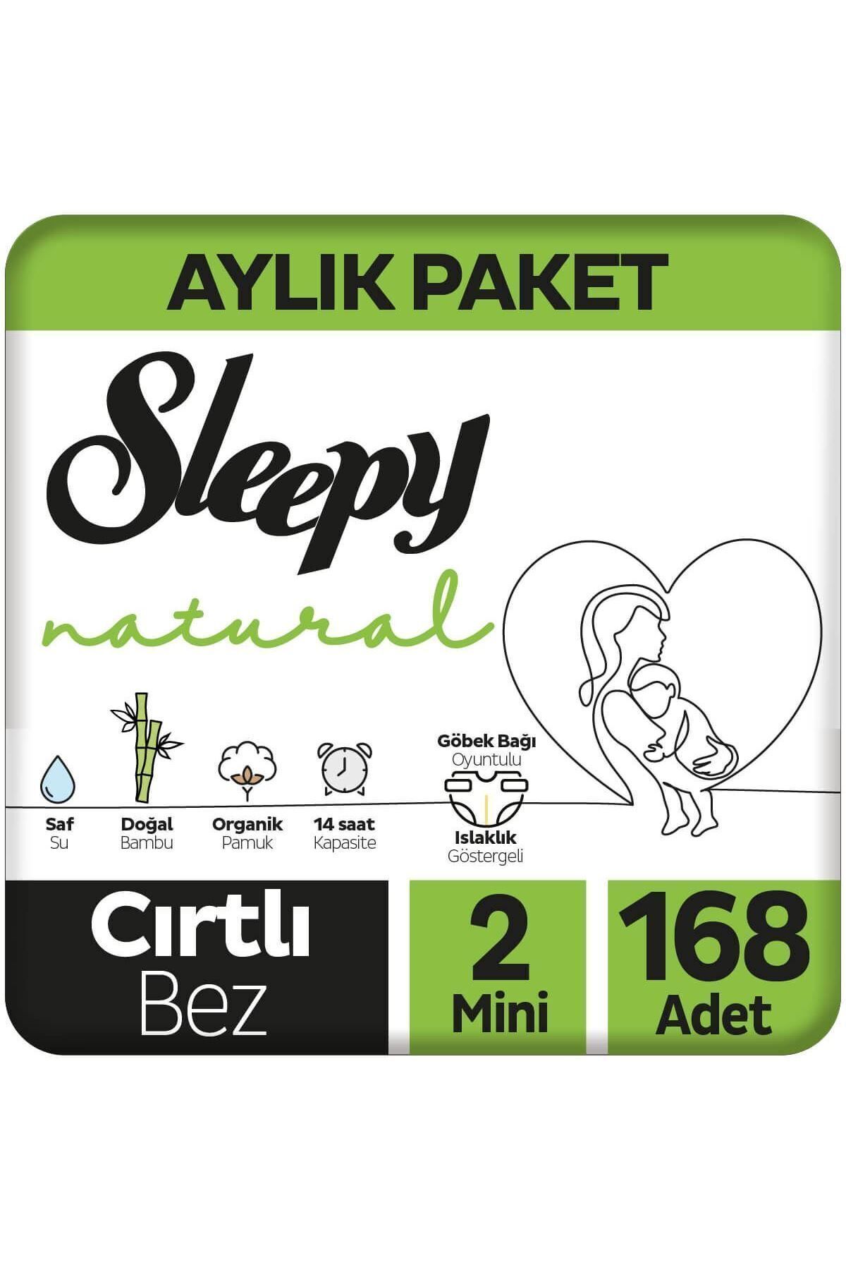 پوشک بچه بسته بندی ماهانه طبیعی سایز 2 مینی 168 عدد اورجینال Sleepy