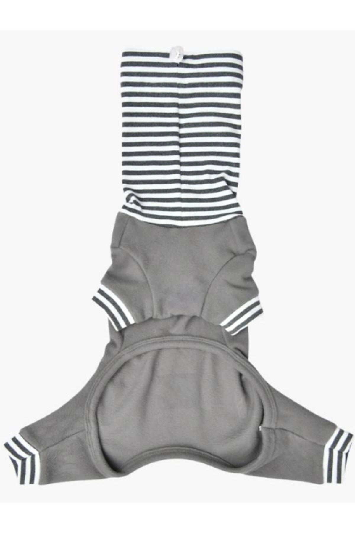 لباس سرهمی کلاه‌دار پلار‌دار سگ اولچی Olchi، Ears Hoodie Coverall، مدل OAZD-OJ6872 خاکستری