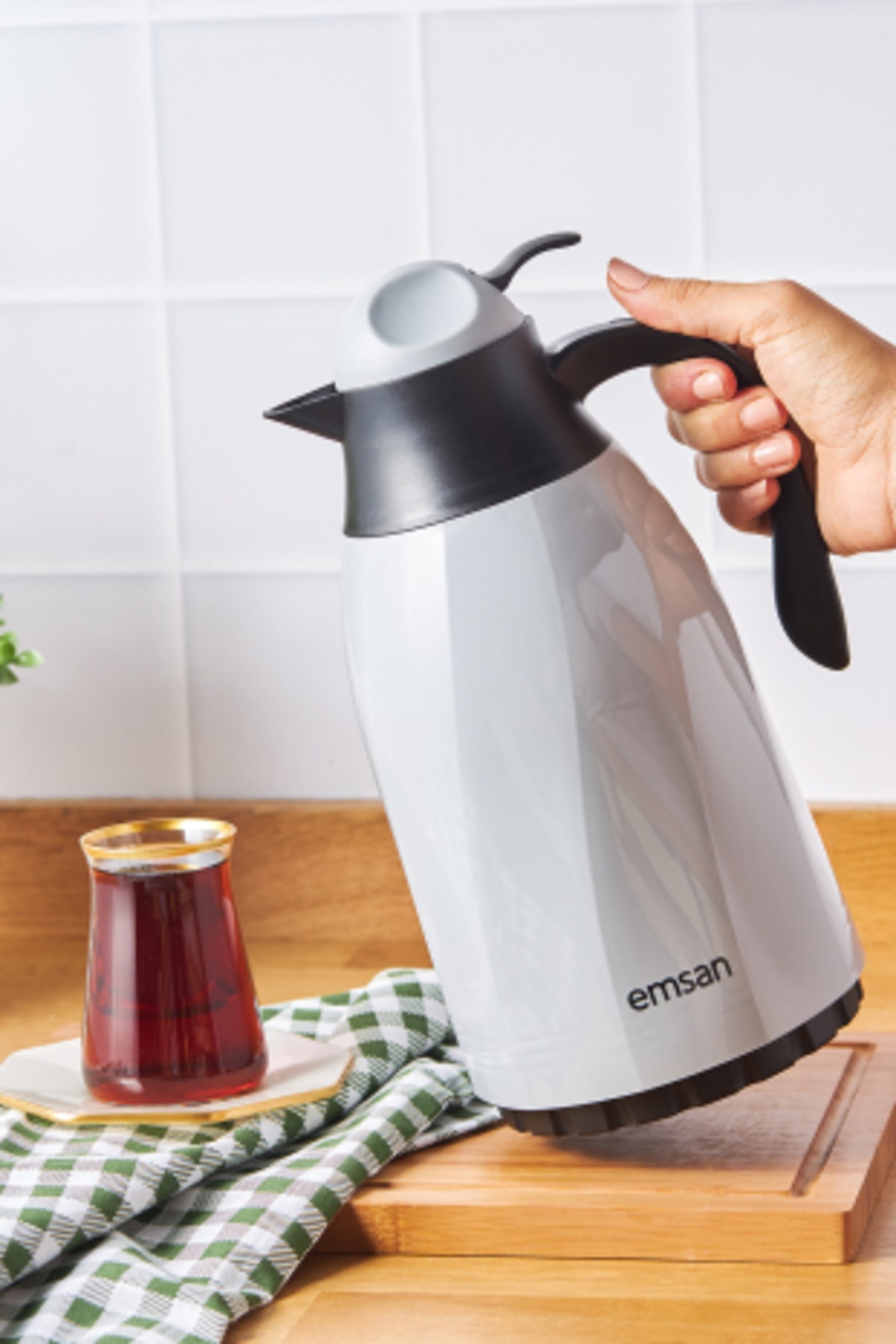 فلاسک قمقمه شیشه ای 1.3 لیتری خاکستری اورجینال Emsan