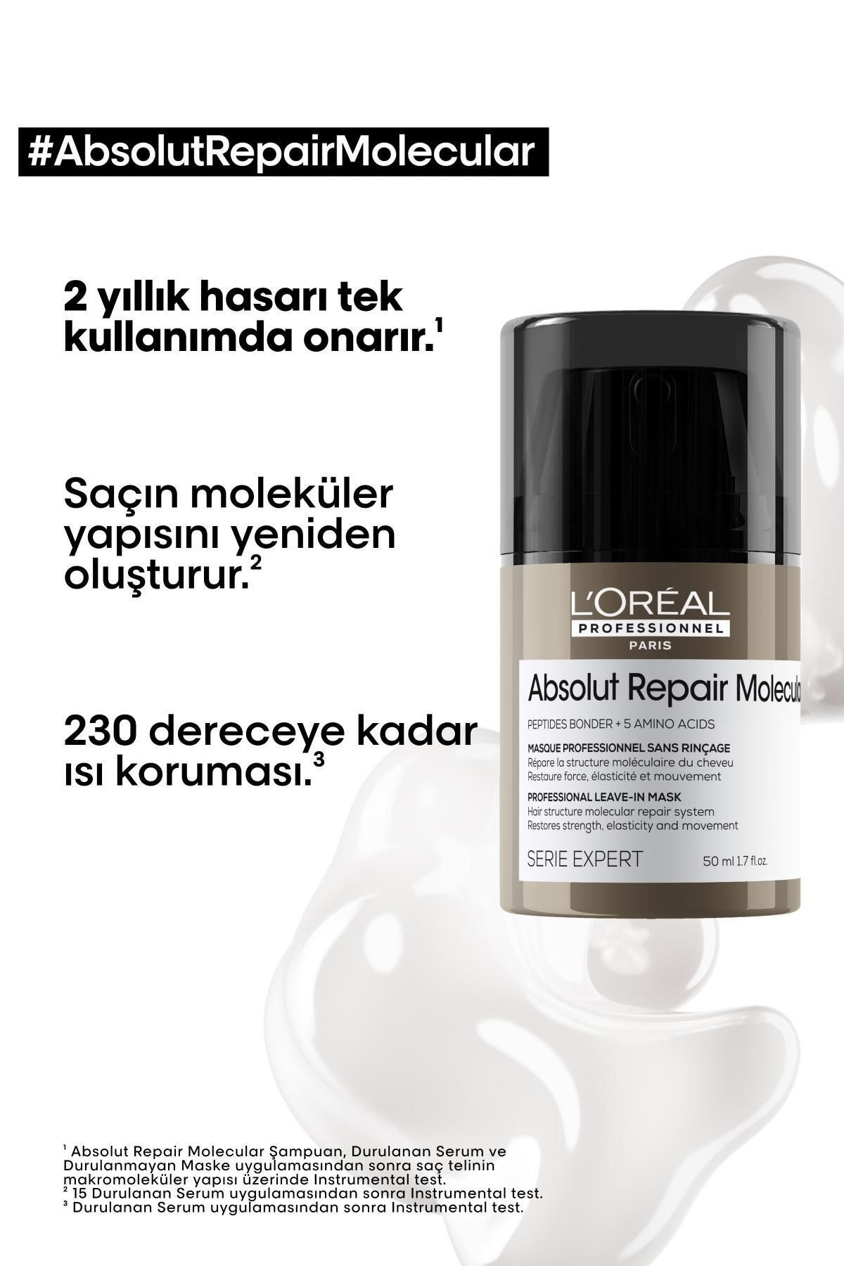 ماسک مو مردانه و زنانه مولکولی تعمیر ABSOLUT برای همه موهای فرسوده 50 میل L'oreal Professionnel