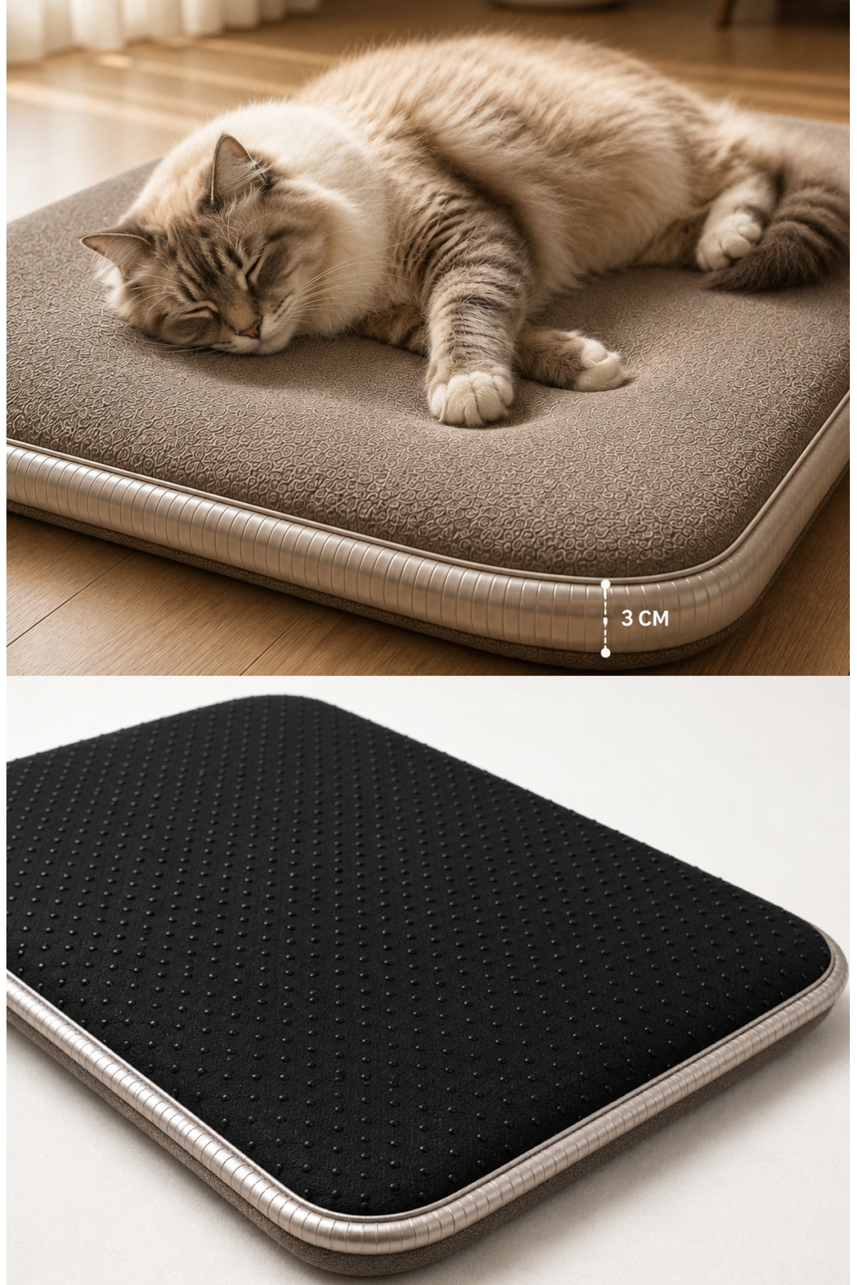 تخت گربه و سگ کارپتلا Carpetella PET-4421، فومی ارتوپدی با پتو، بژ
