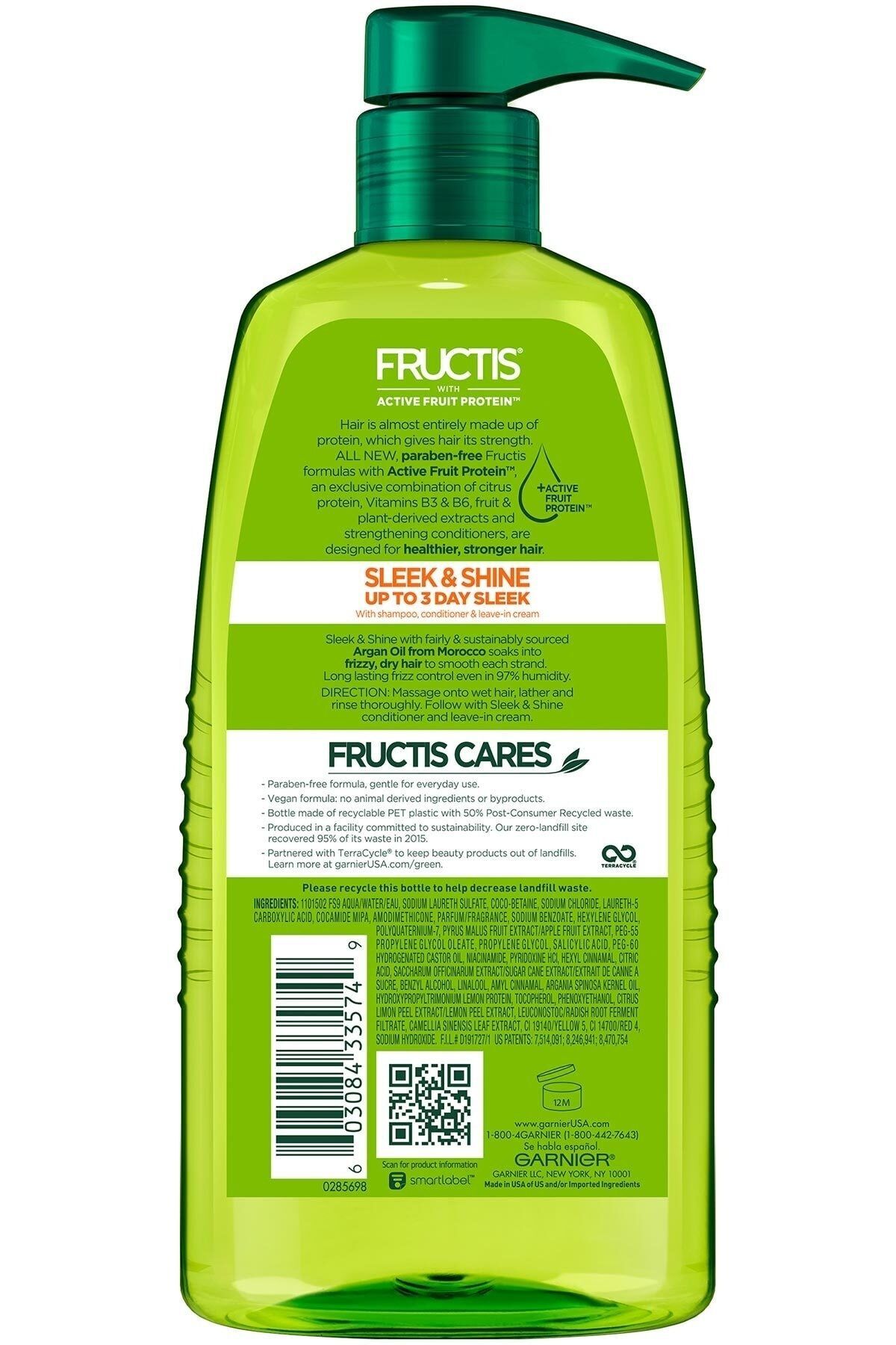 شامپو مردانه و زنانه FRUCTIS براق درخشش روغن آرگان الکتریسیته ضد شیمپو 1LT Garnier