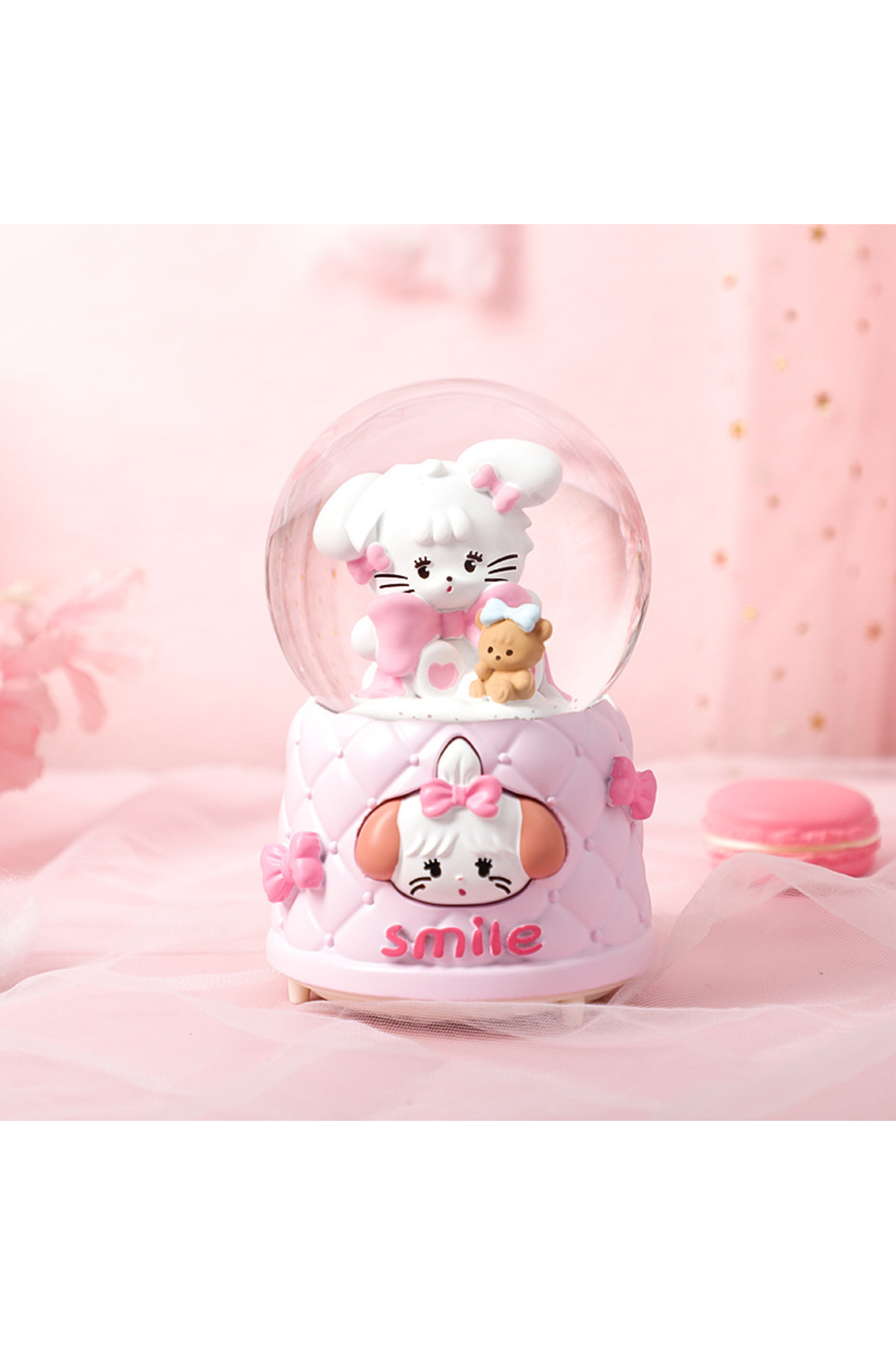 گوی برفی SNOW GLOBE سایز بزرگ بچه گربه با نور موسیقی اسپری صورتی 16X12 از ترکیه Livava