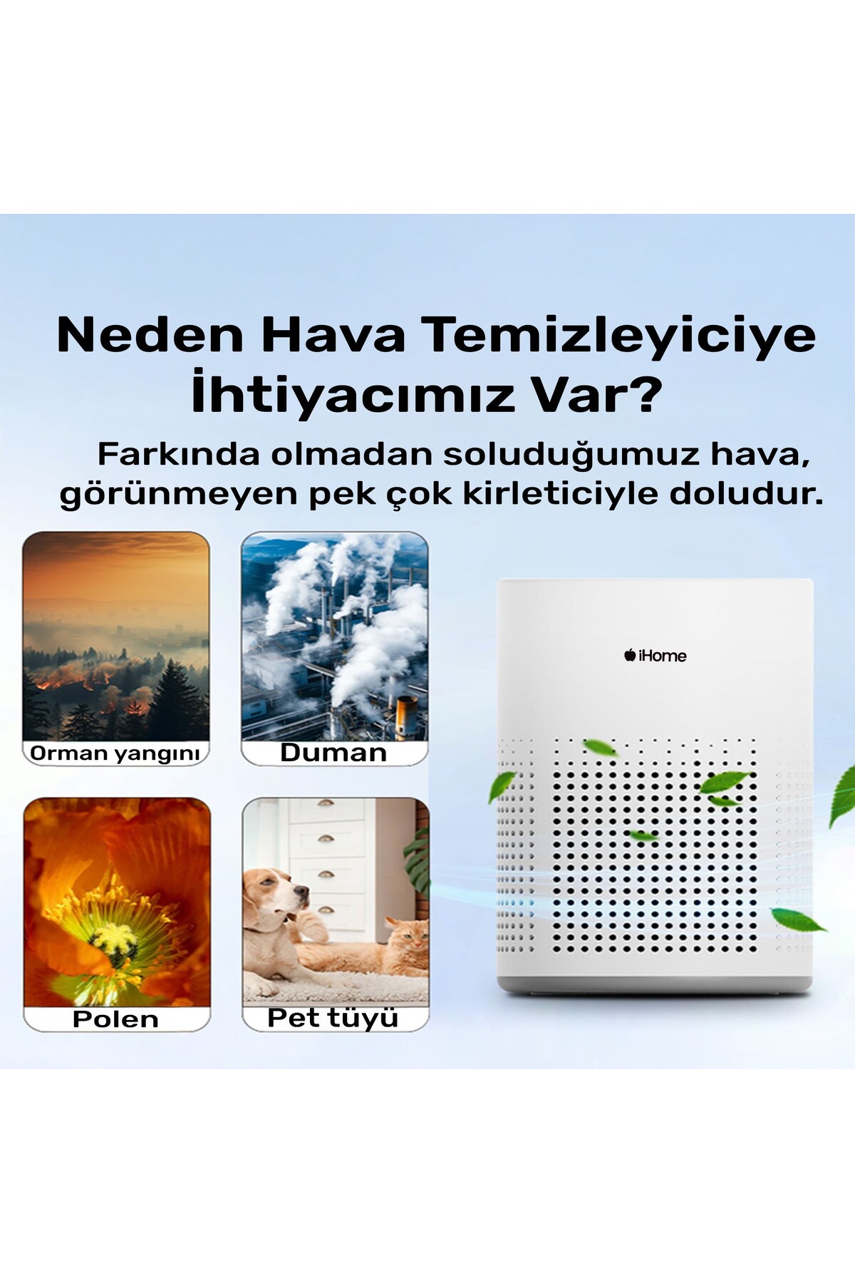 تصفیه کننده هوا IHOME ARP1 HEPA ACTIVE CARBON FILTERED 100M3 H فوق العاده آرام با نور اورجینال NPO