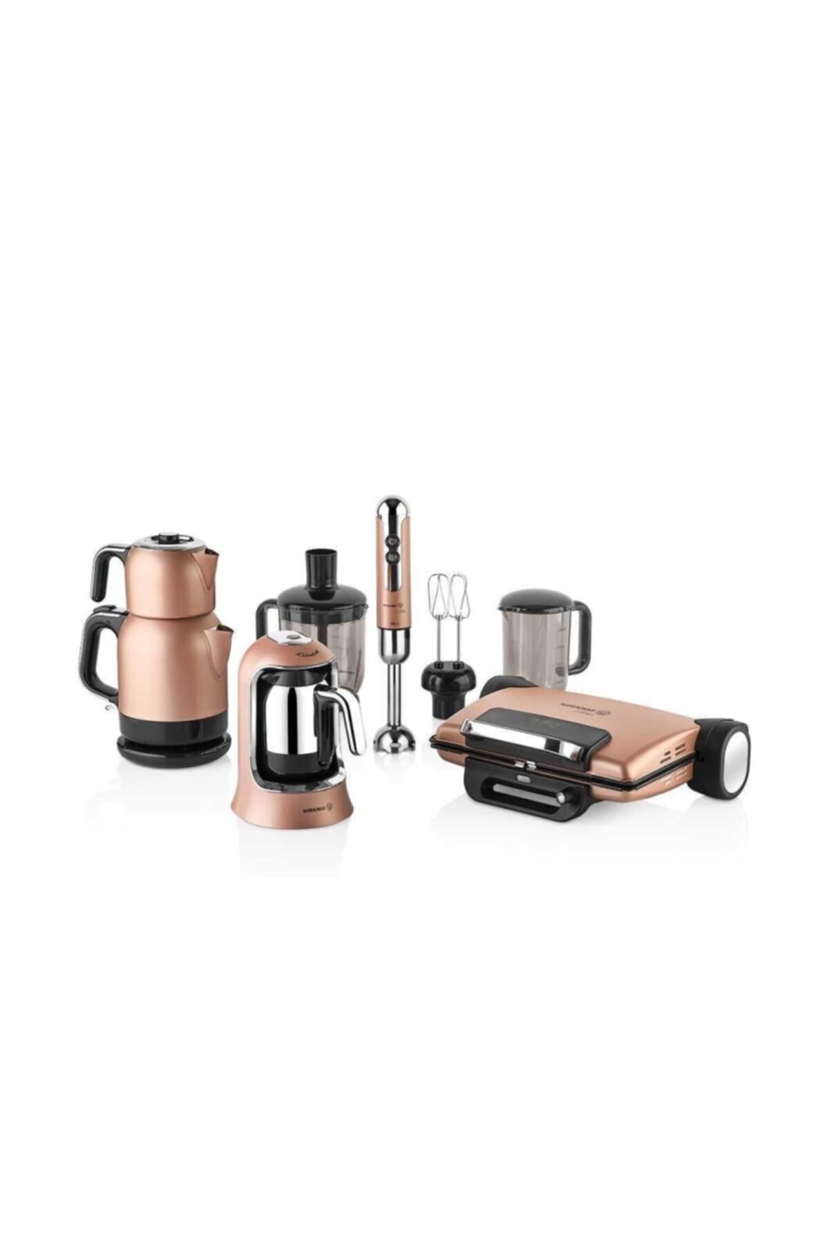 ست مخلوط کن A1817 ROSAGOLD ELECTRO SET BLEN.قهوه چای توستر اورجینال KORKMAZ