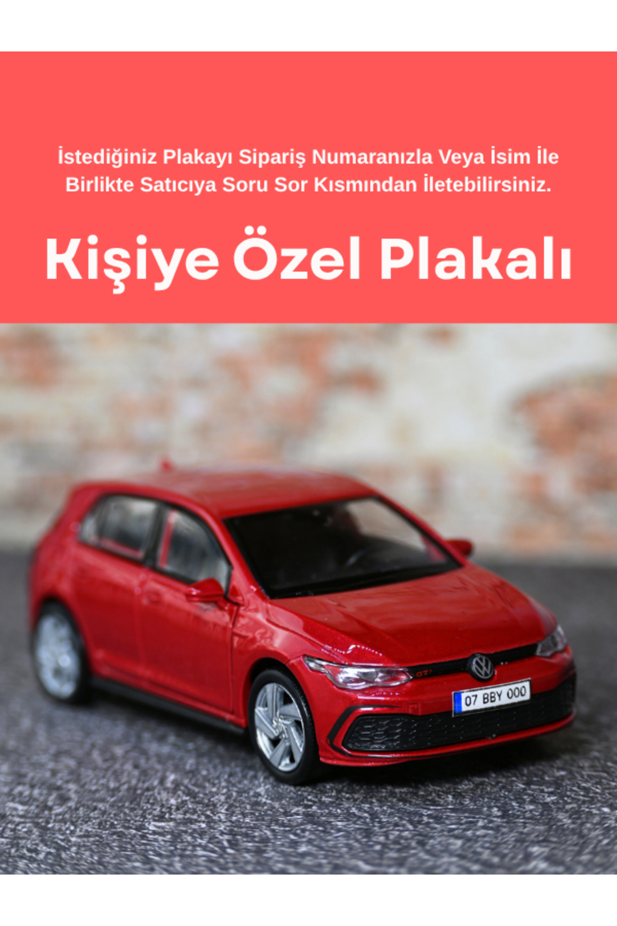مدل خودرو ماشین اسباب بازی فلزی GOLF 8 GTI با بشقاب هدیه شخصی قرمز از ترکیه bebeym
