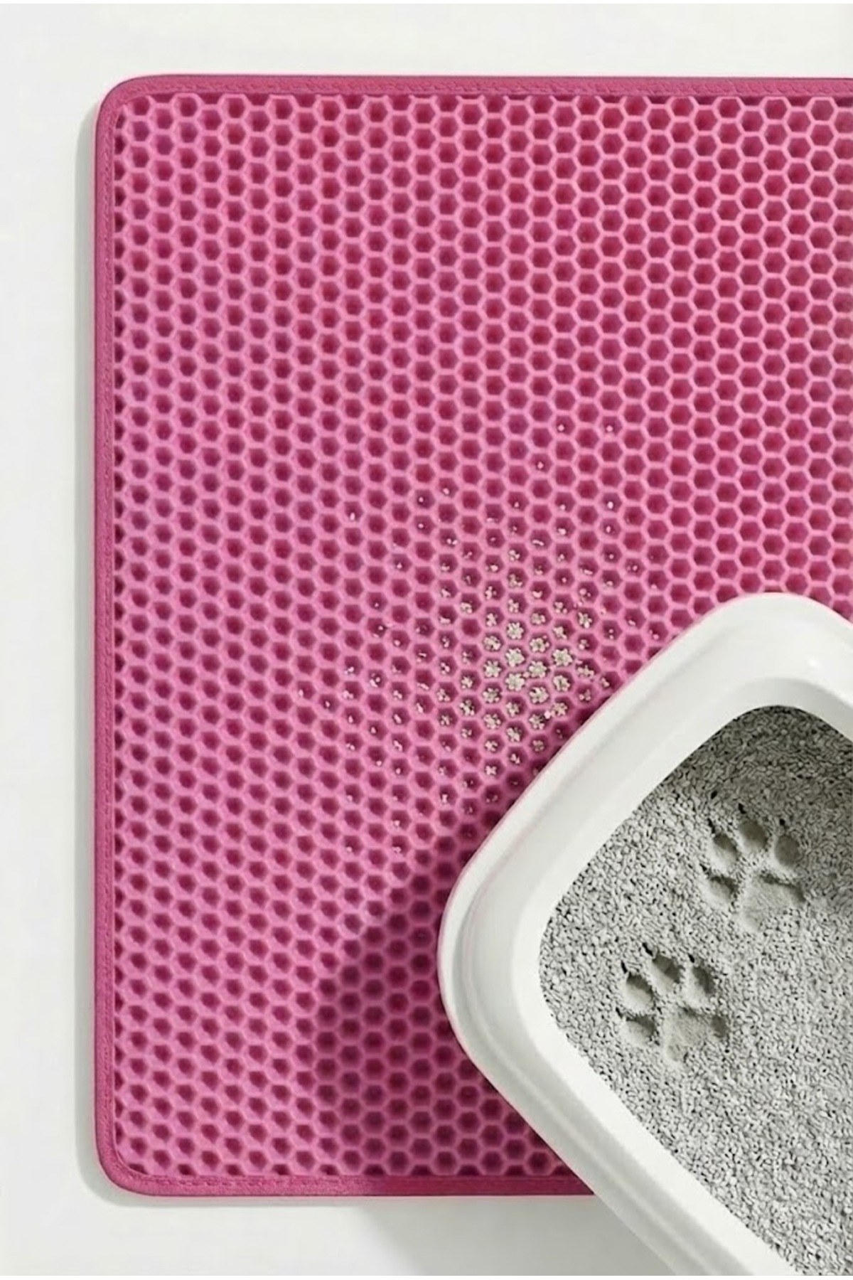 زیرانداز جمع‌آوری خاک جلوی توالت گربه پوگالو Pugalo، سری CleanPaw Premium، دولایه و صورتی