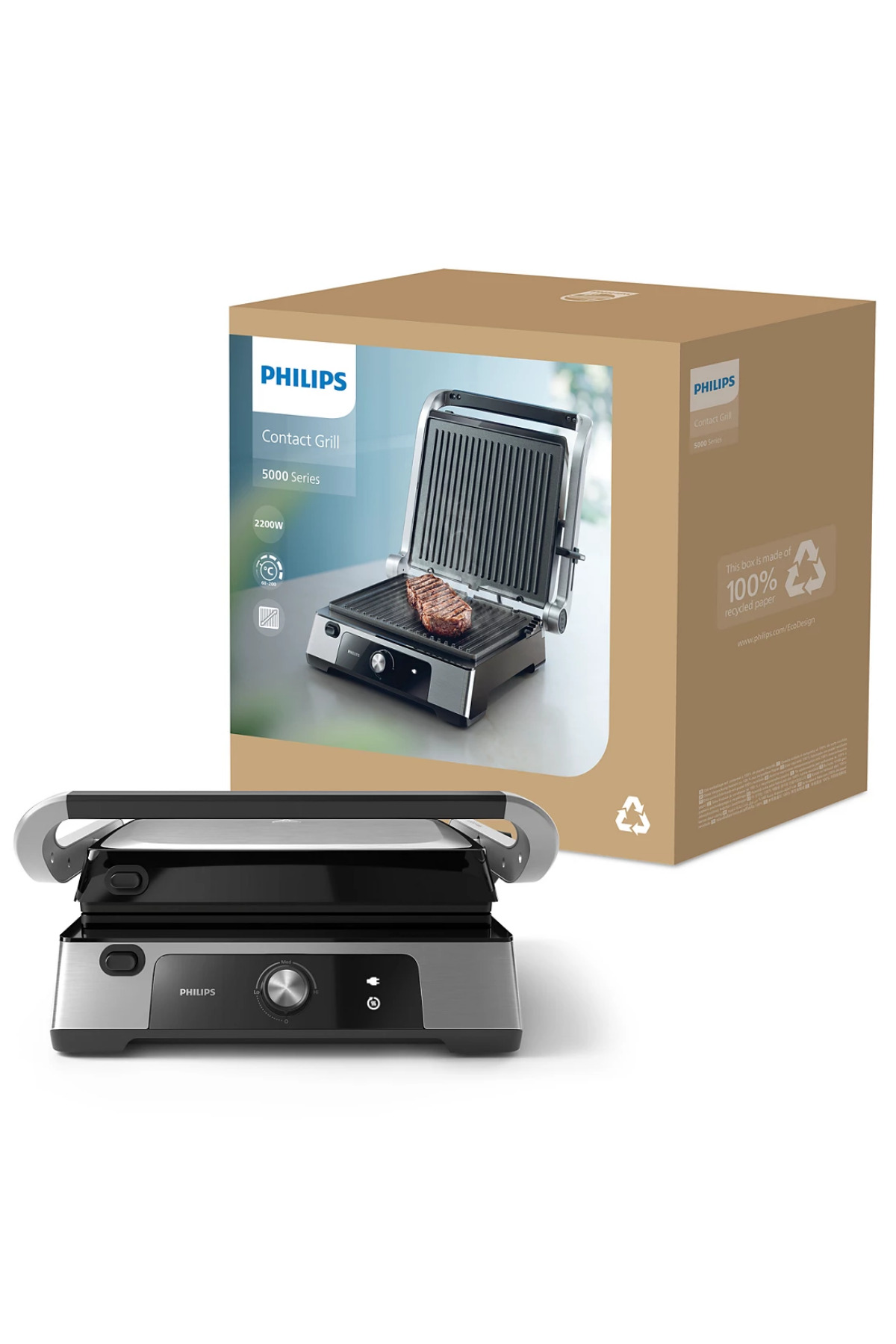 دستگاه ساندویچ و تست صفحه نچسب 2200 وات مخزن روغن عملکرد گریل اورجینال Philips