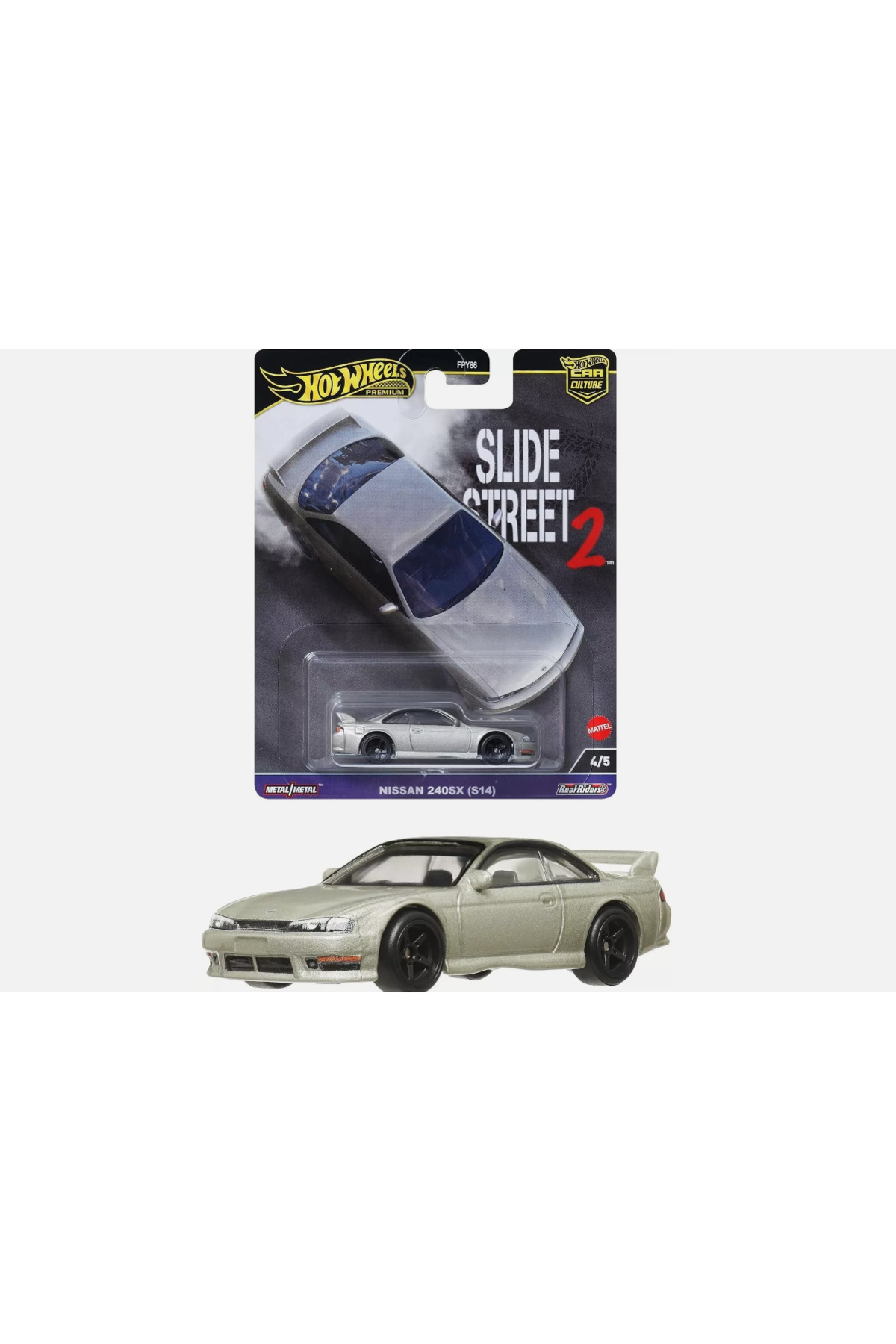 ماشین اسباب بازی NISSAN 240SX S14 PREMIUM SLIDE STREET 2 2024 مدل هات ویلز اورجینال HOT WHEELS