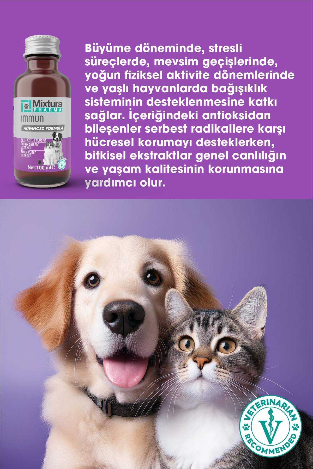 مکمل ویتامینی قطره‌ای گربه میکستورا فارما Mixtura Pharma IMMUN SIVI، مدل MT35000