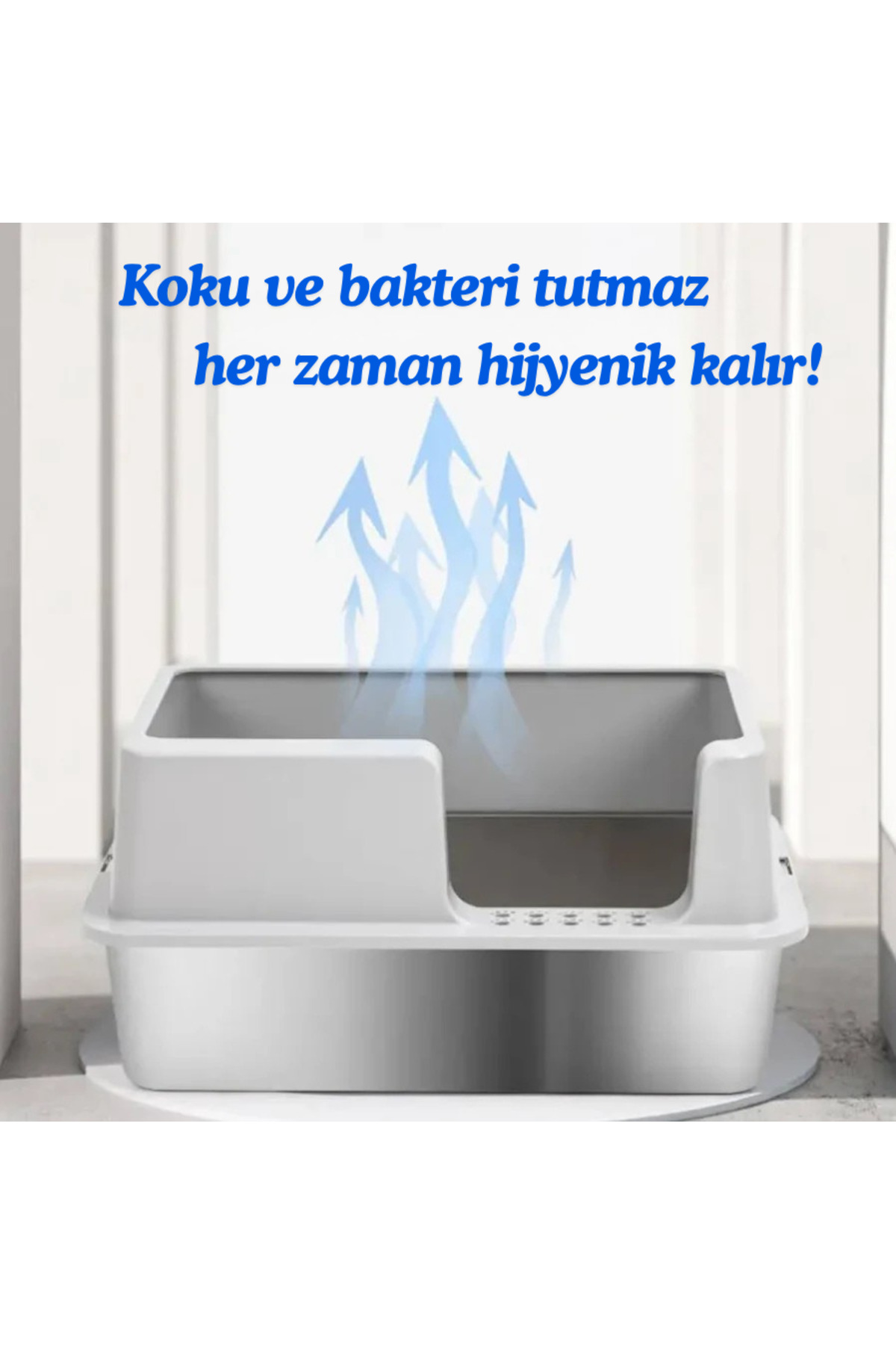 سینی توالت روباز گربه فینی‌پت FINIPET، سایز XL، استیل ضدزنگ، خاکستری