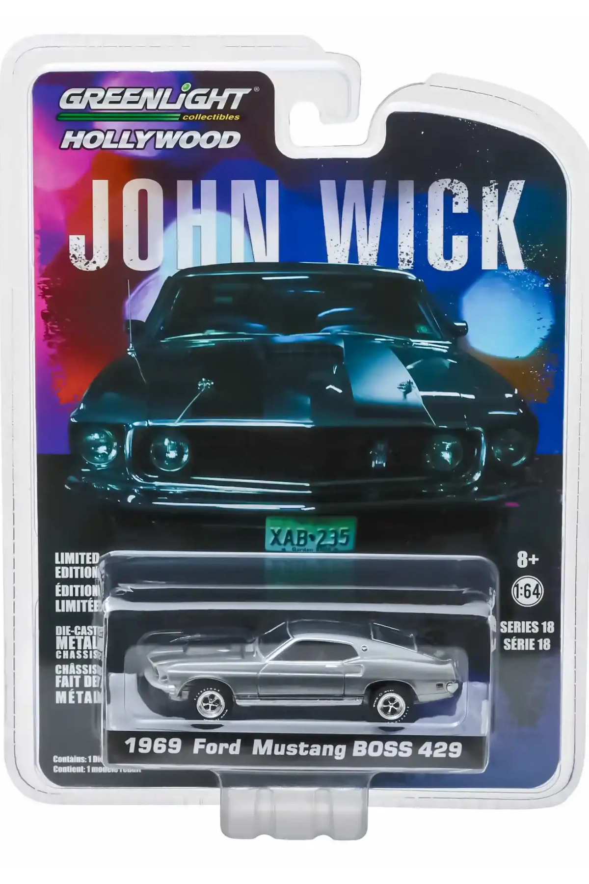 مدل خودرو 1:64 JOHN WICK 2014 1969 FORD BOSS 429 SOLID PACK SYNOVERSE BOOK GIFT اورجینال Greenlight