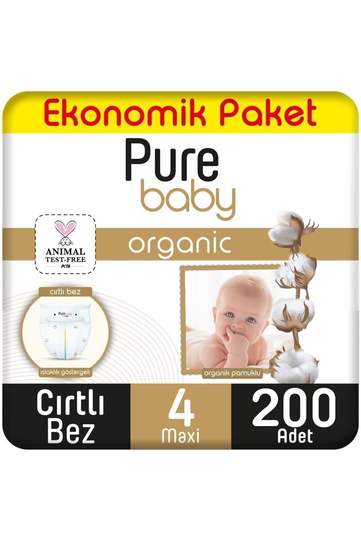 پوشک بچه ماکسی سایز 4 پنبه ارگانیک بسته 200 عددی اورجینال Pure Baby