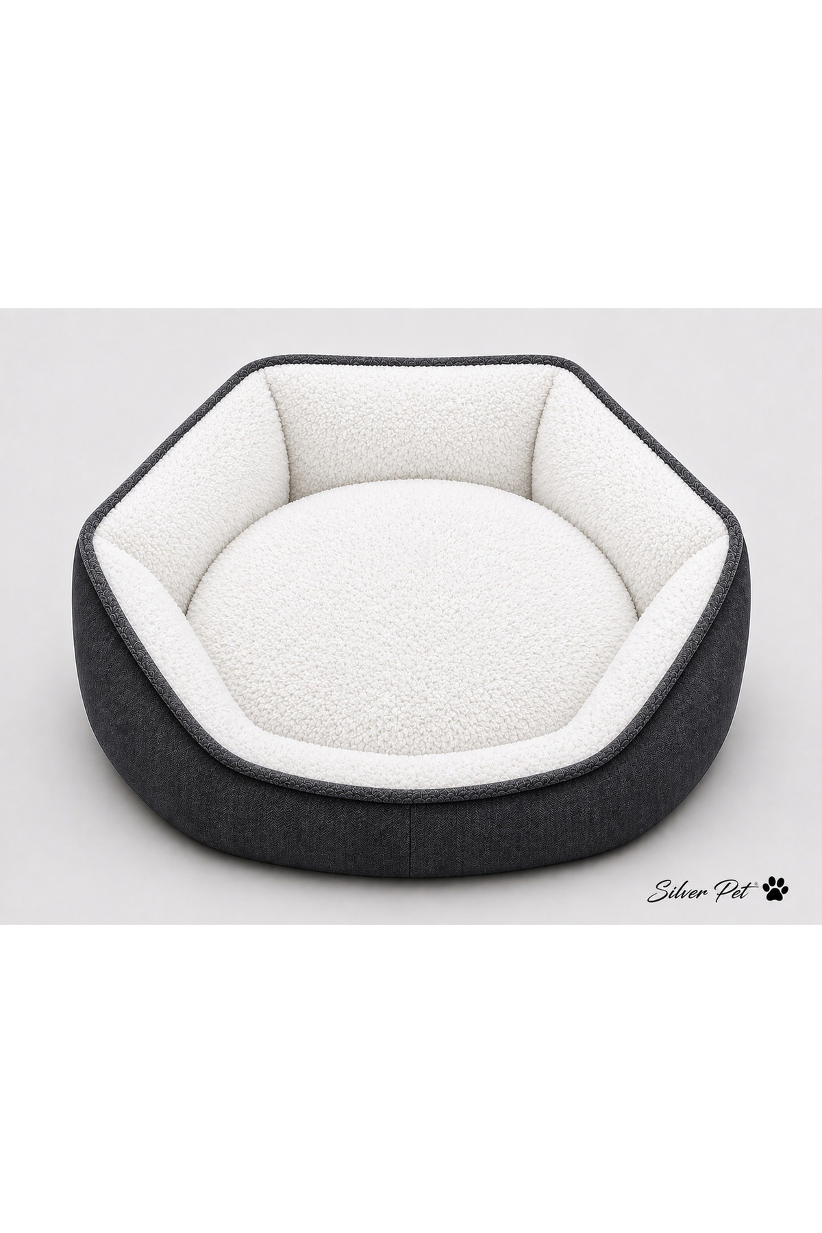 جای خواب گرد گربه و سگ سیلور پت Silver Pet Welsoft Milano، مدل Extrasoft، سفید