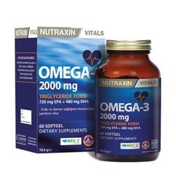 مکمل غذایی روغن ماهی امگا ۳ نوتراکسین Nutraxin، ۲۰۰۰ میلی‌گرم، ۶۰ کپسول نرم