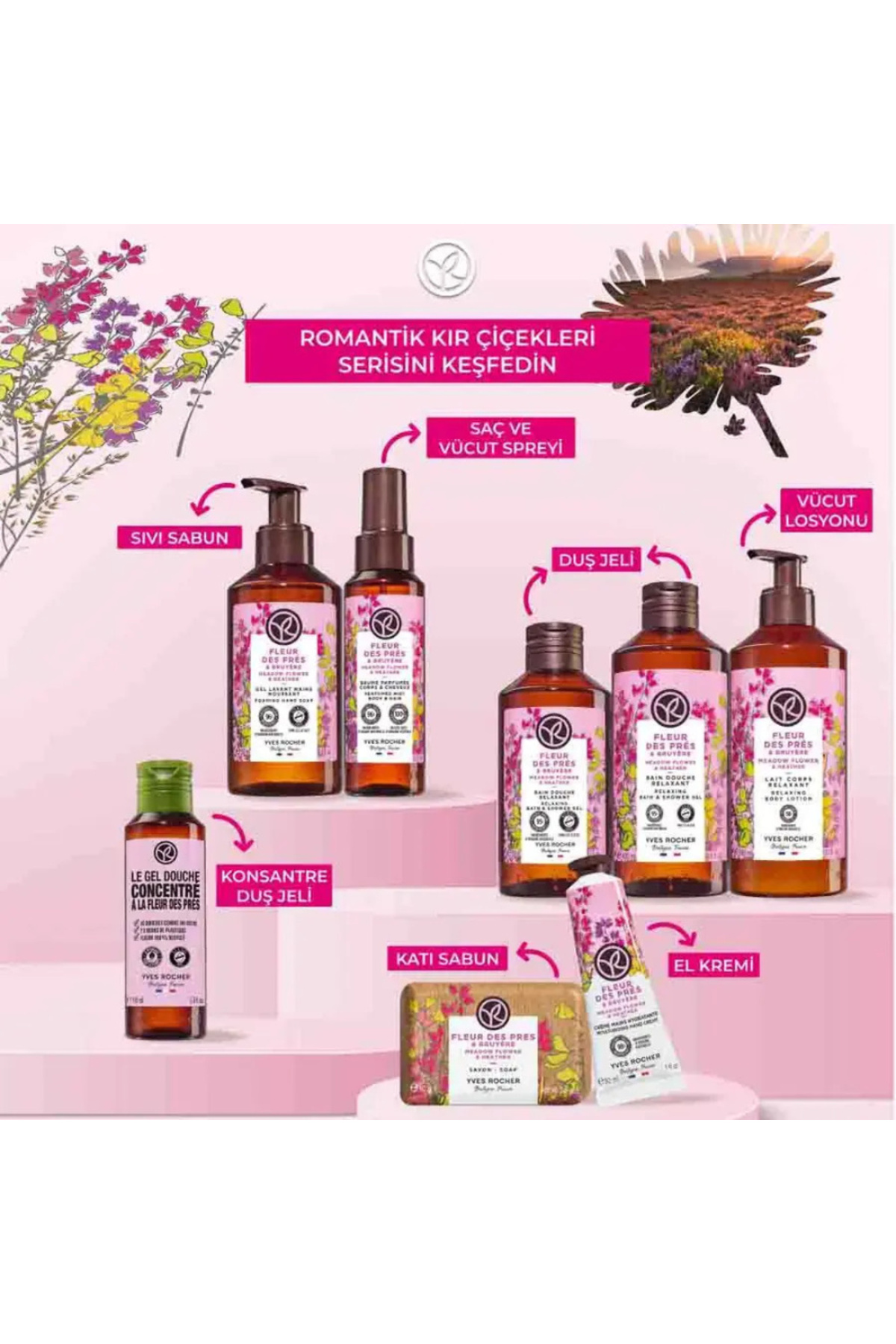 ژل حمام مرطوب کننده گل های وحشی عاشقانه 200 میلی لیتر ایوروشه Yves Rocher