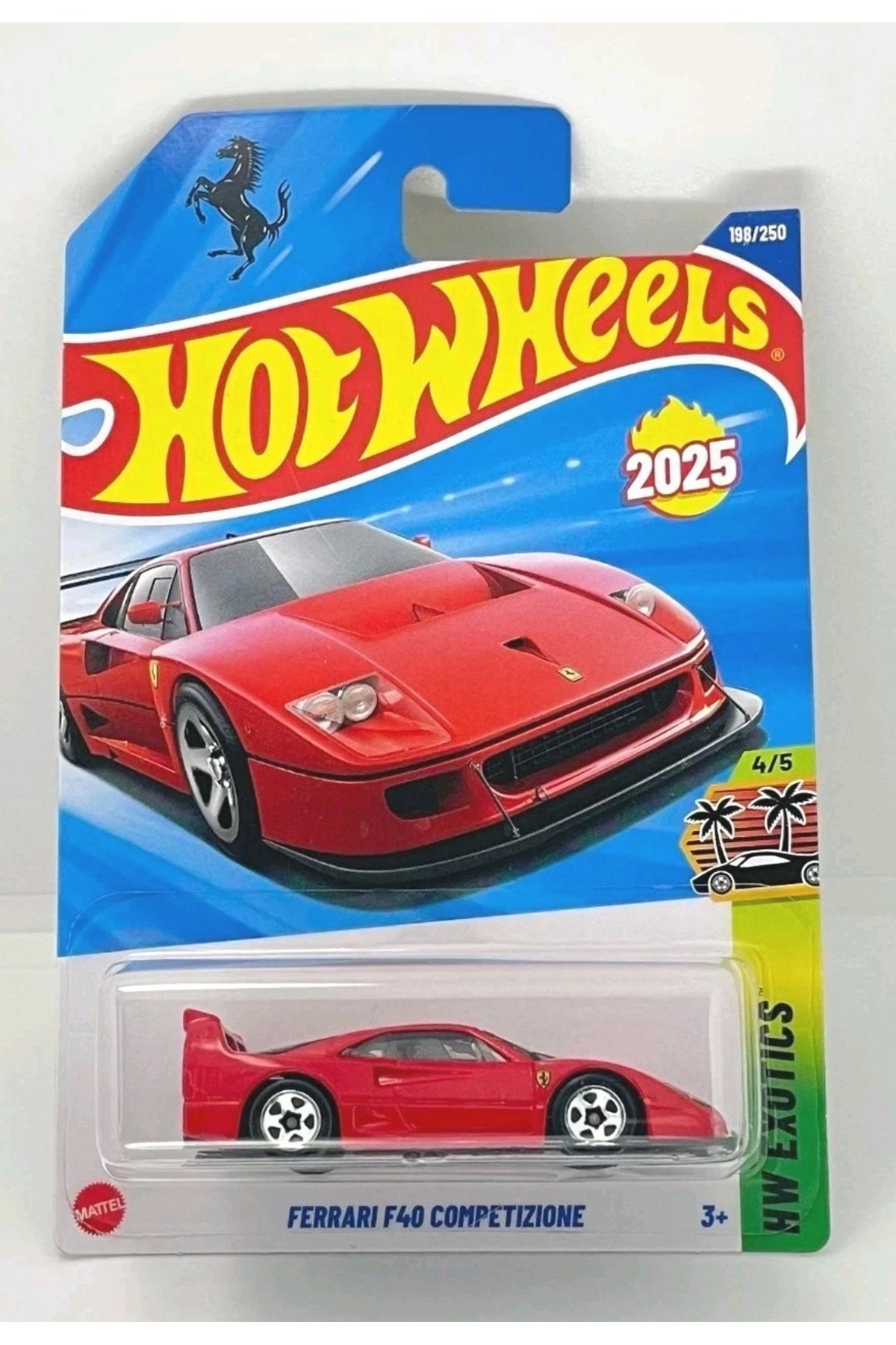 ماشین اسباب بازی FERRARI F40 COMPETIZIONE LONG CARD RED 2025 COLLECTION DIECTAST CAR 1:64 هات ویلز اورجینال HOT WHEELS