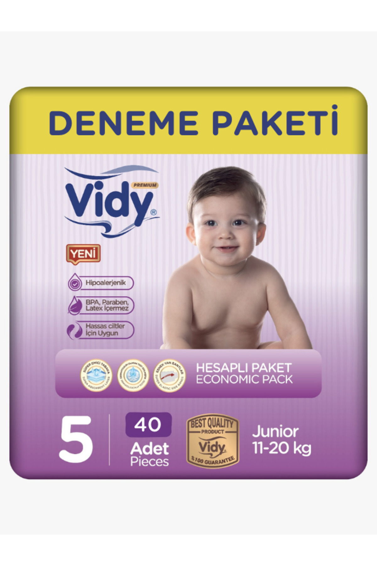 پوشک بچه سایز 5 JUNIOR PREMIUM 40 عددی جامبو اقتصادی 11 20 کیلوگرم ضد نشتی حساسیت اورجینال Vidy