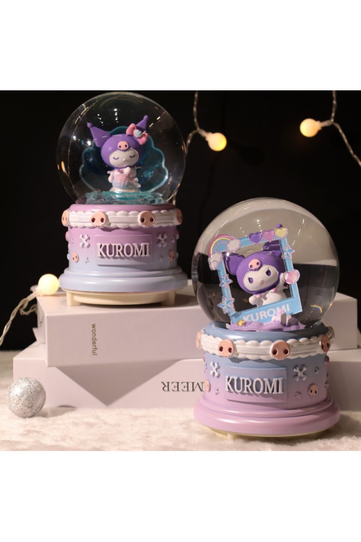 گوی برفی SNOW GLOBE سایز بزرگ KUROMI با نور موسیقی اسپری 16X12 از ترکیه Livava